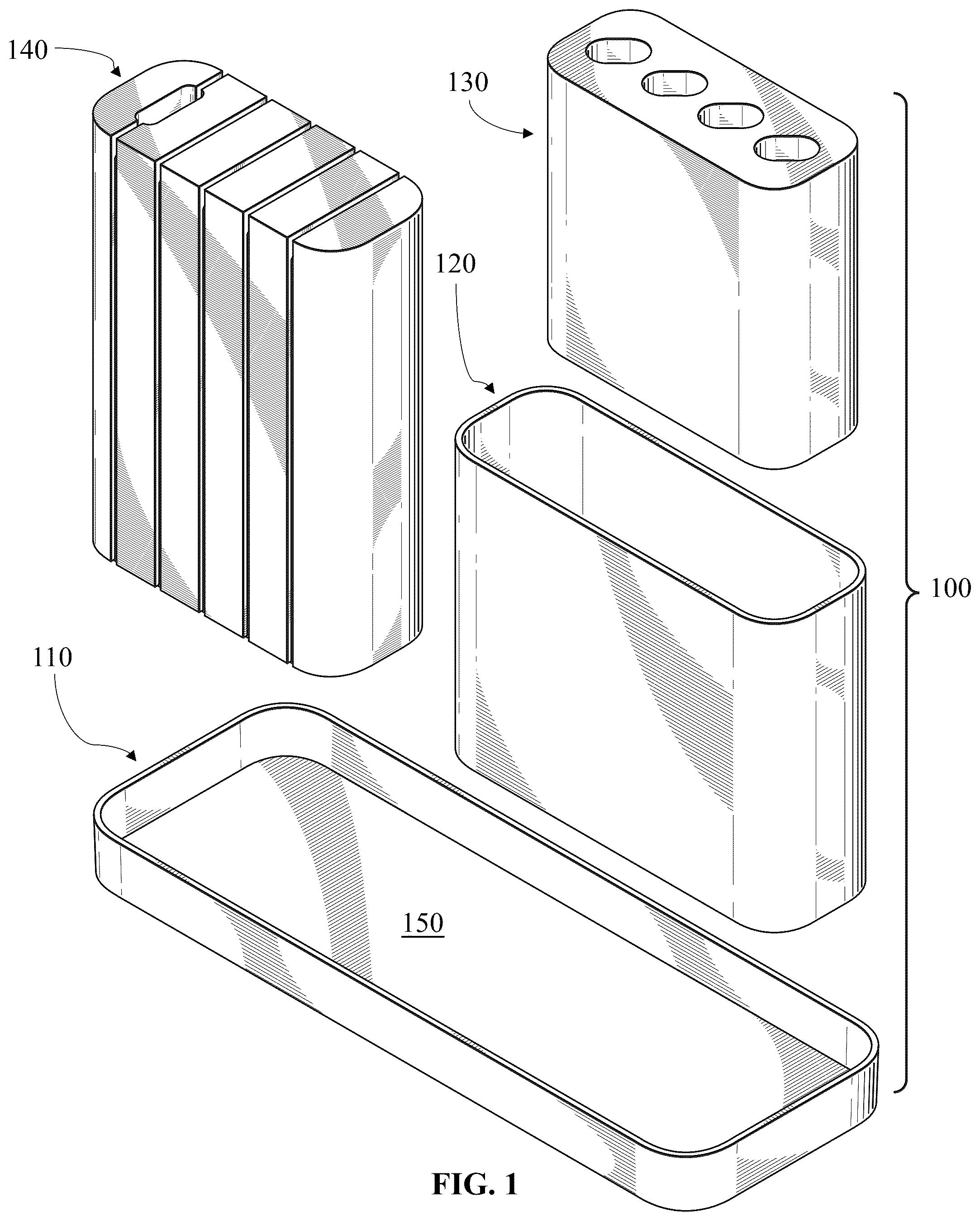 Patent US12310519 Figure 1 – Modular culinary implement storage system