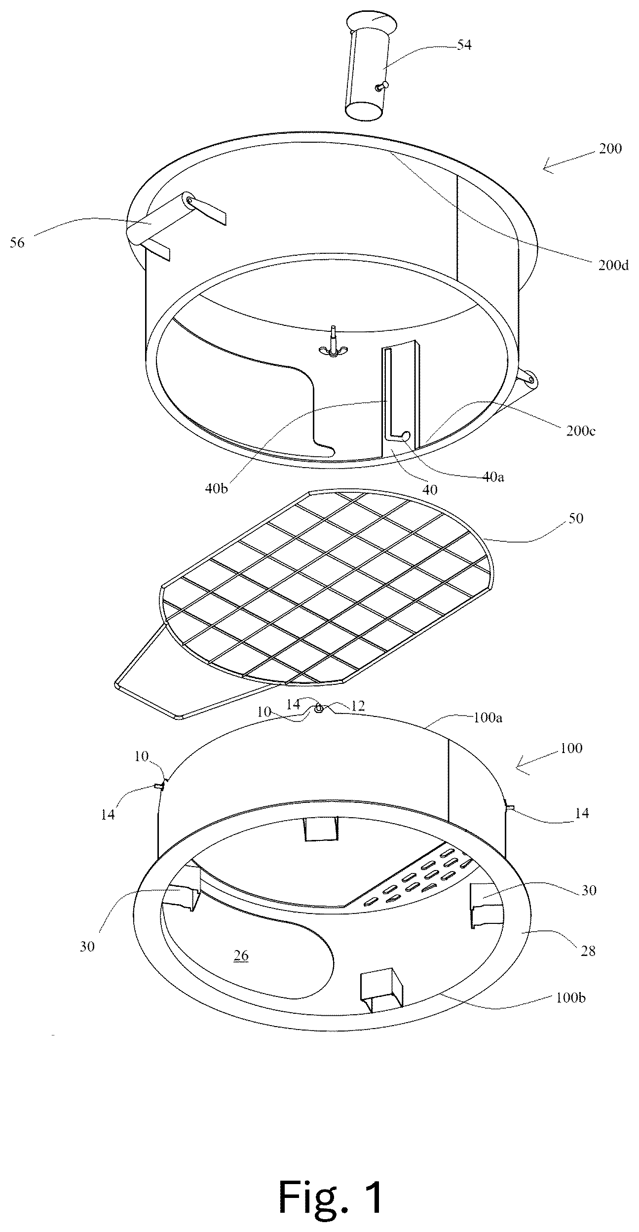 Patent US12310532 Figure 1 – Telescopic pizza oven