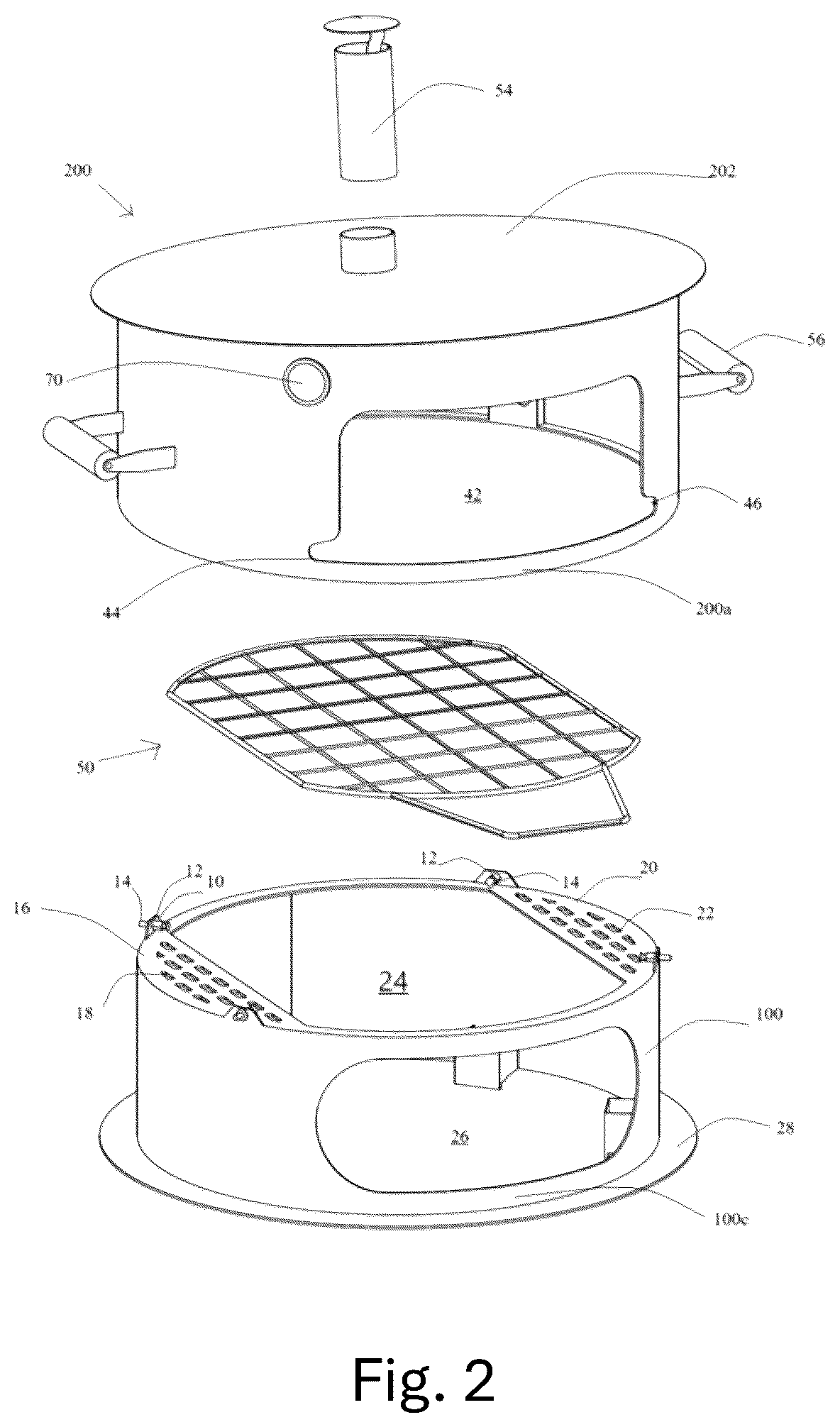 Patent US12310532 Figure 2 – Telescopic pizza oven