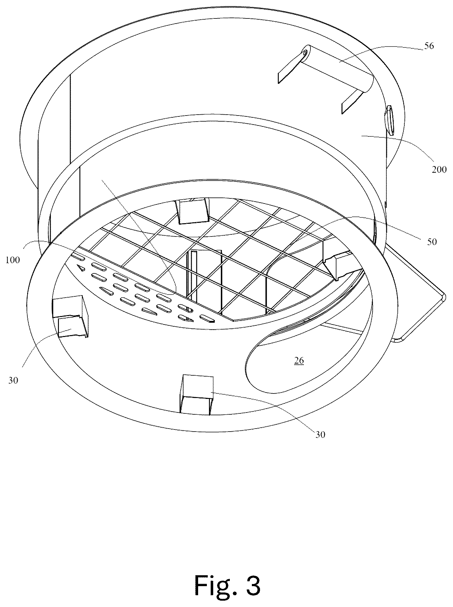 Patent US12310532 Figure 3 – Telescopic pizza oven