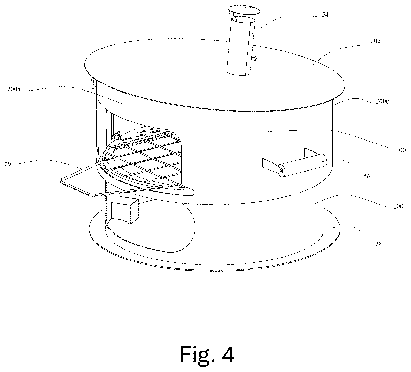 Patent US12310532 Figure 4 – Telescopic pizza oven