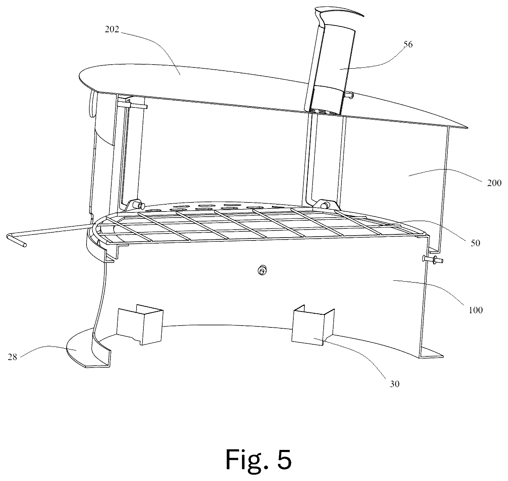 Patent US12310532 Figure 5 – Telescopic pizza oven