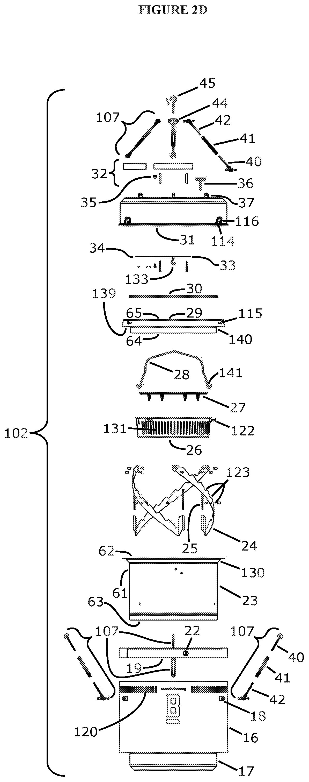Patent US12310533 Figure 5 – Modular grill and burn barrel