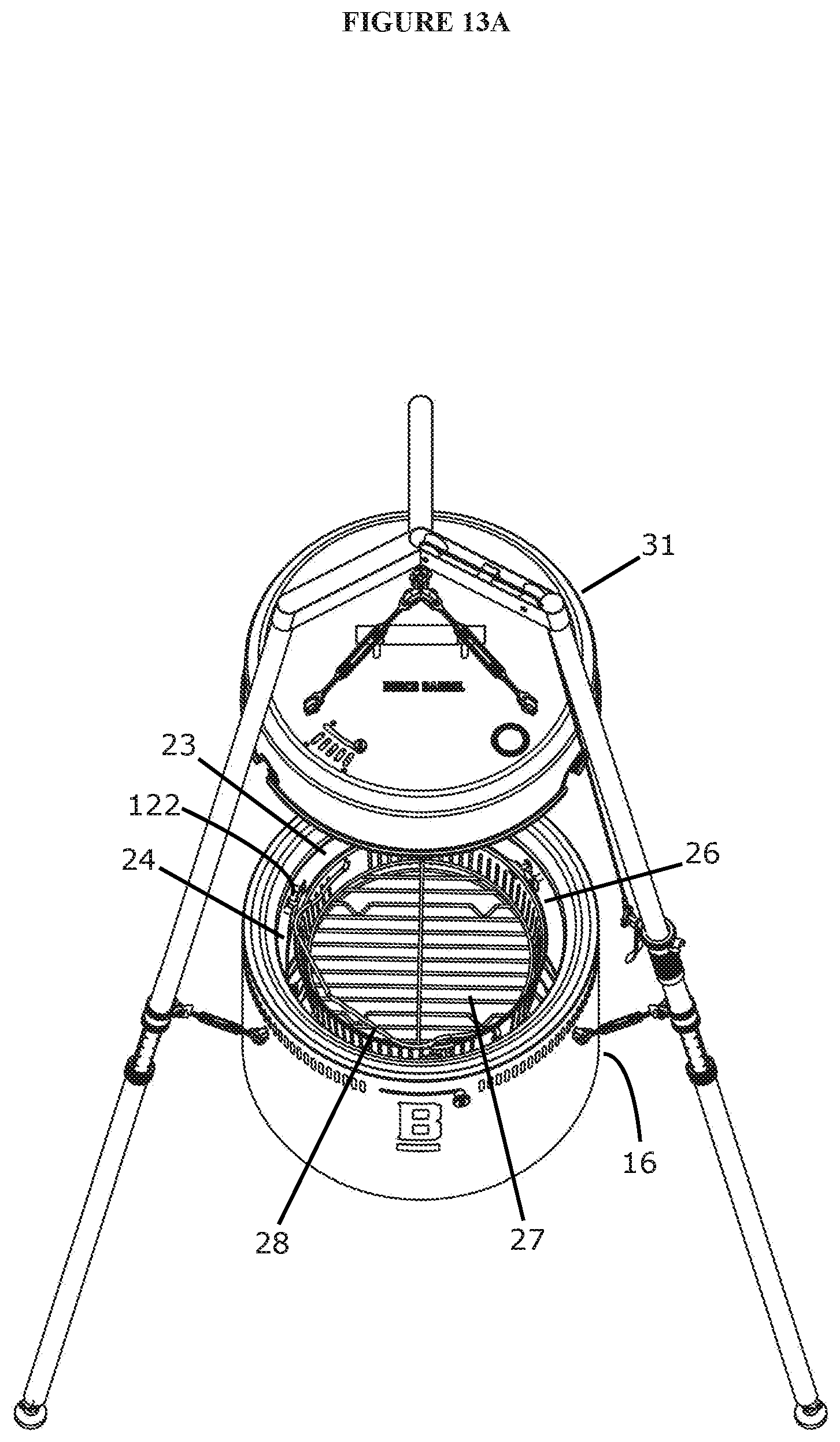 Patent US12310533 Figure 16 – Modular grill and burn barrel