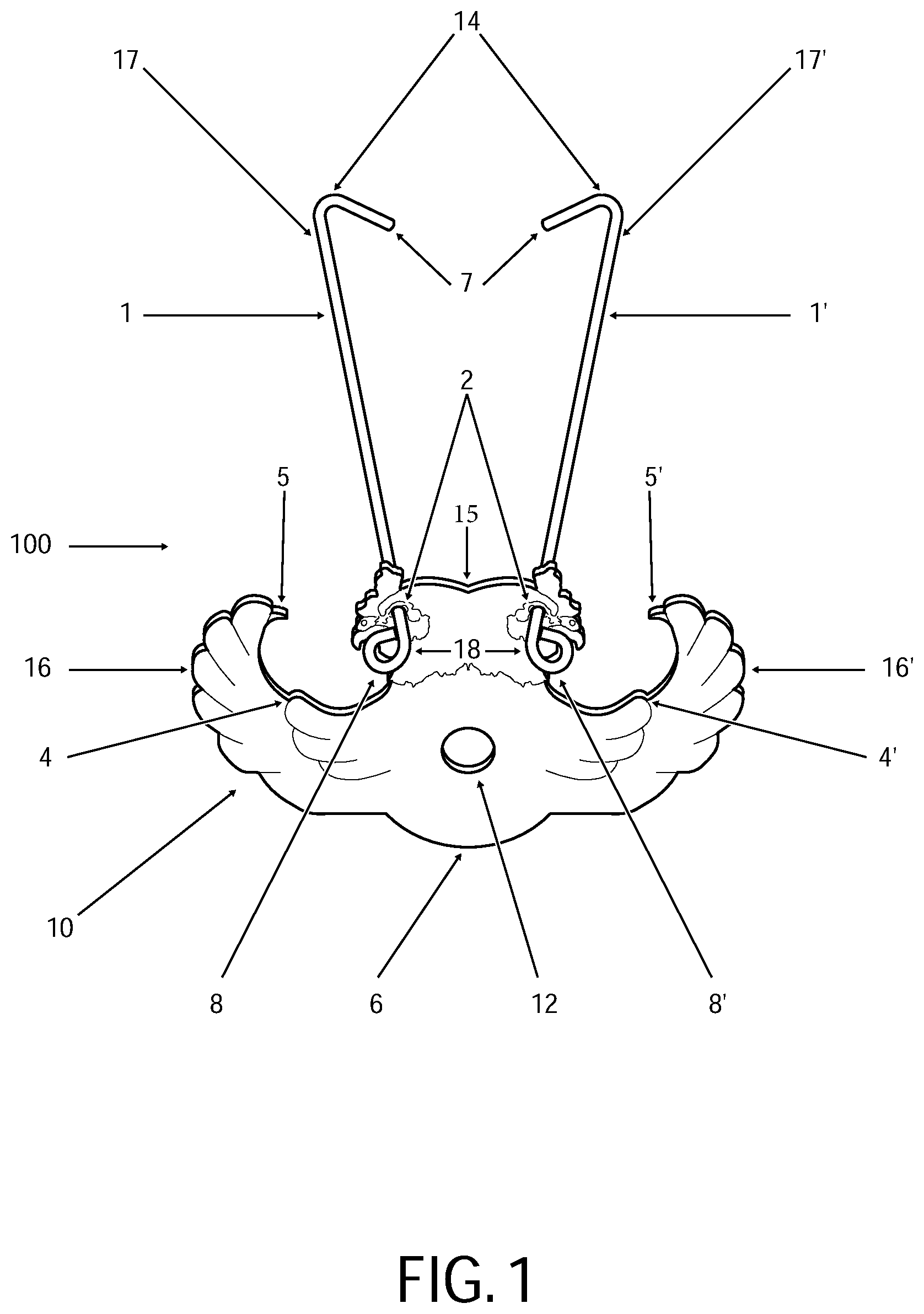 Patent US12310536 — Retaining device for trussing and cooking fowl — Figure 1