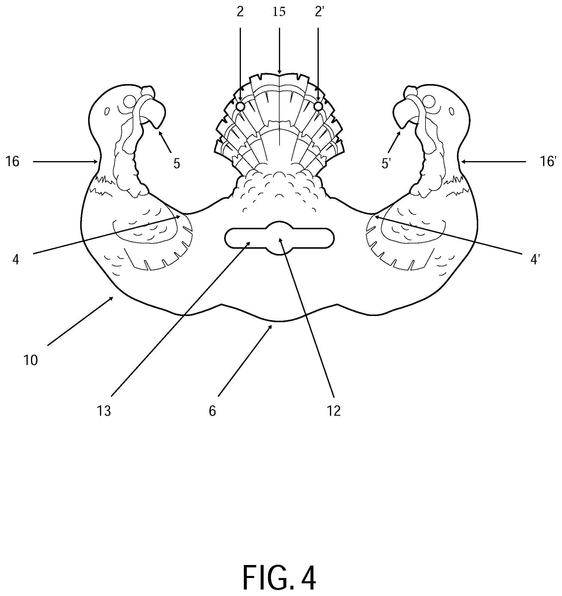Patent US12310536 Figure 4 – Retaining device for trussing and cooking fowl
