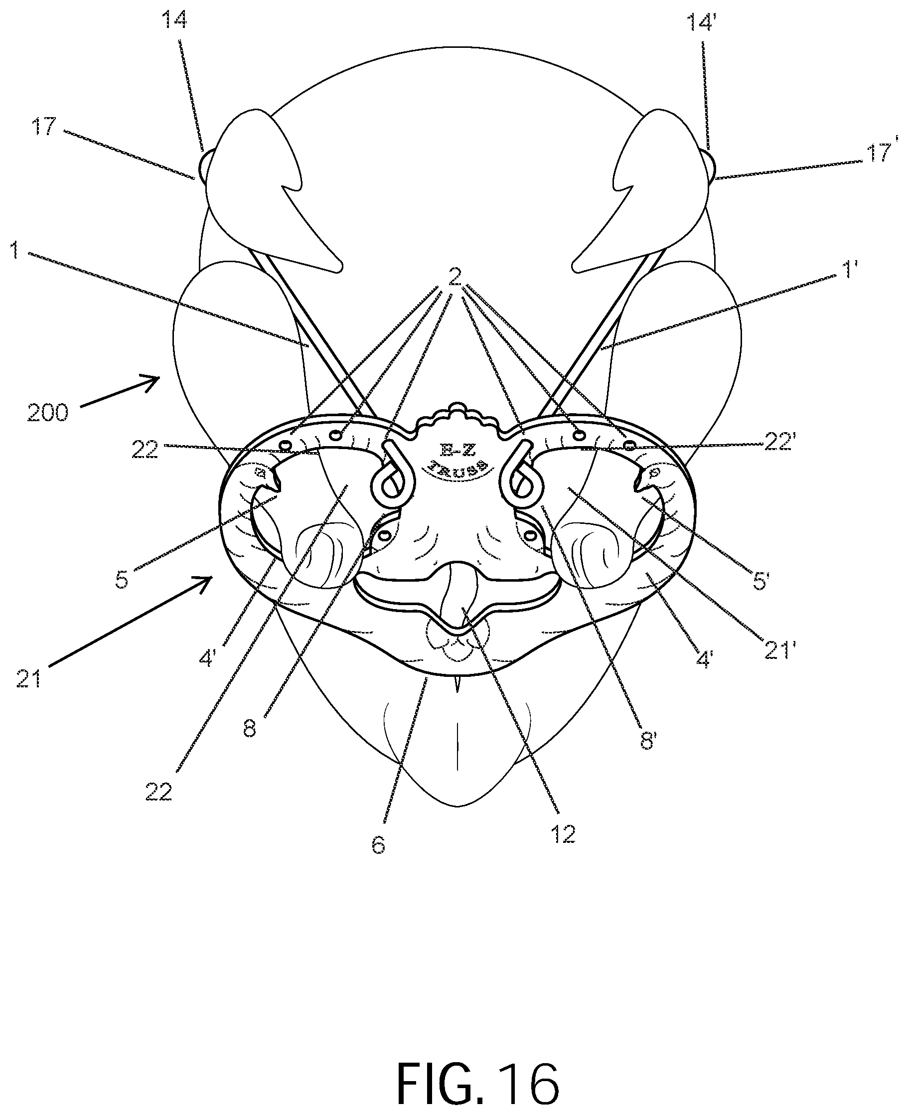 Patent US12310536 Figure 16 – Retaining device for trussing and cooking fowl