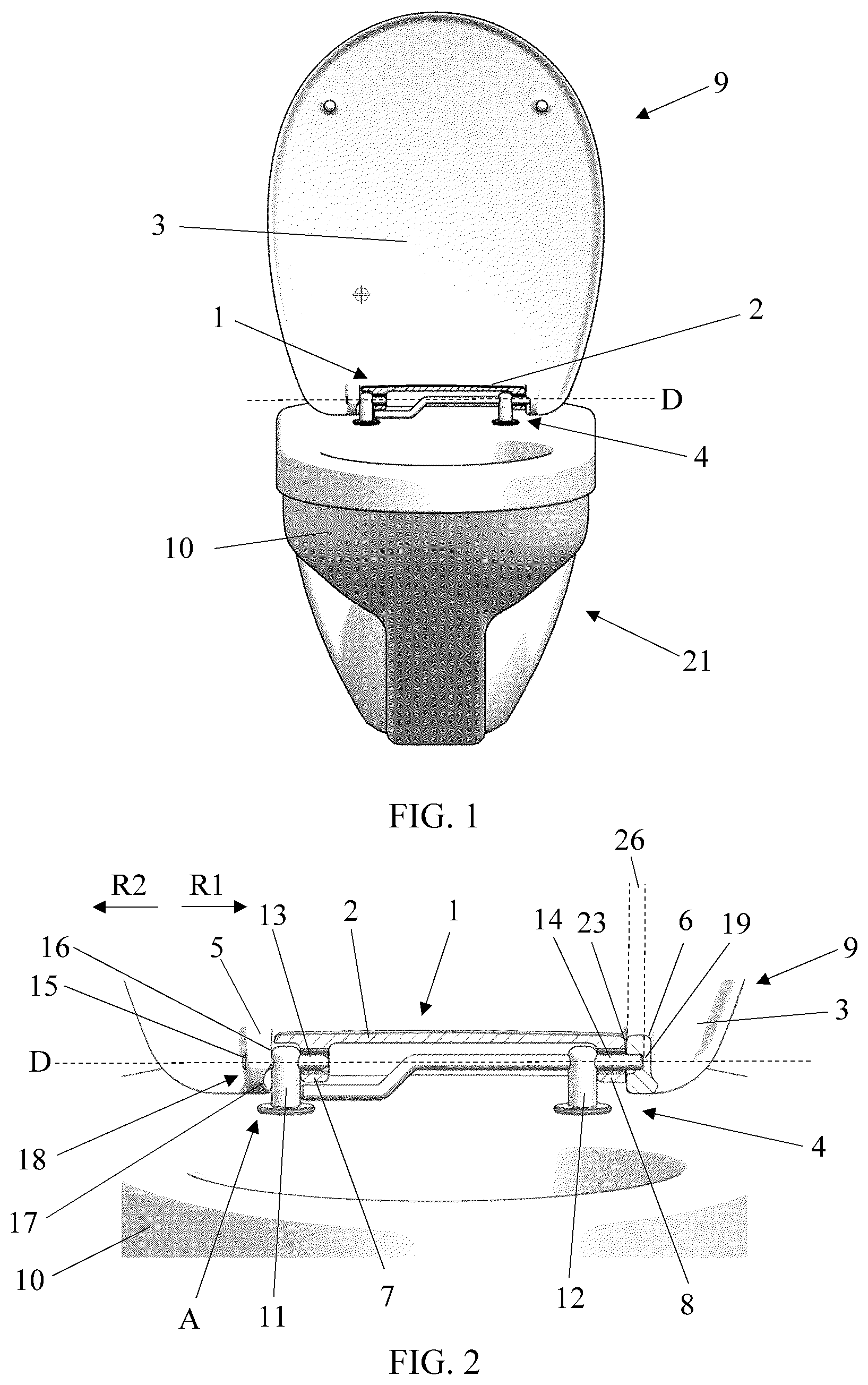 Patent US12310537 Figure 1 – Toilet seat and lid system and method