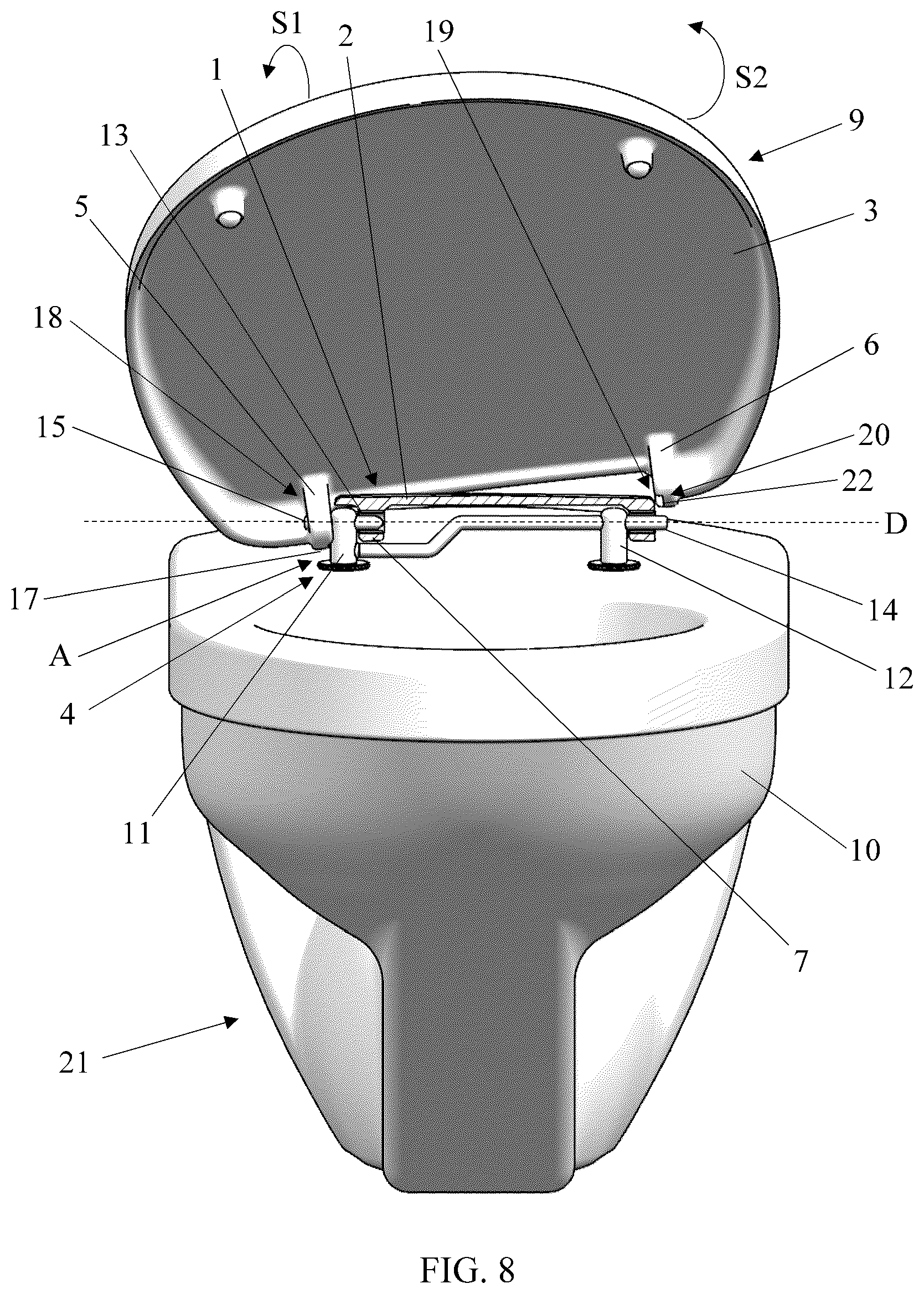 Patent US12310537 Figure 5 – Toilet seat and lid system and method