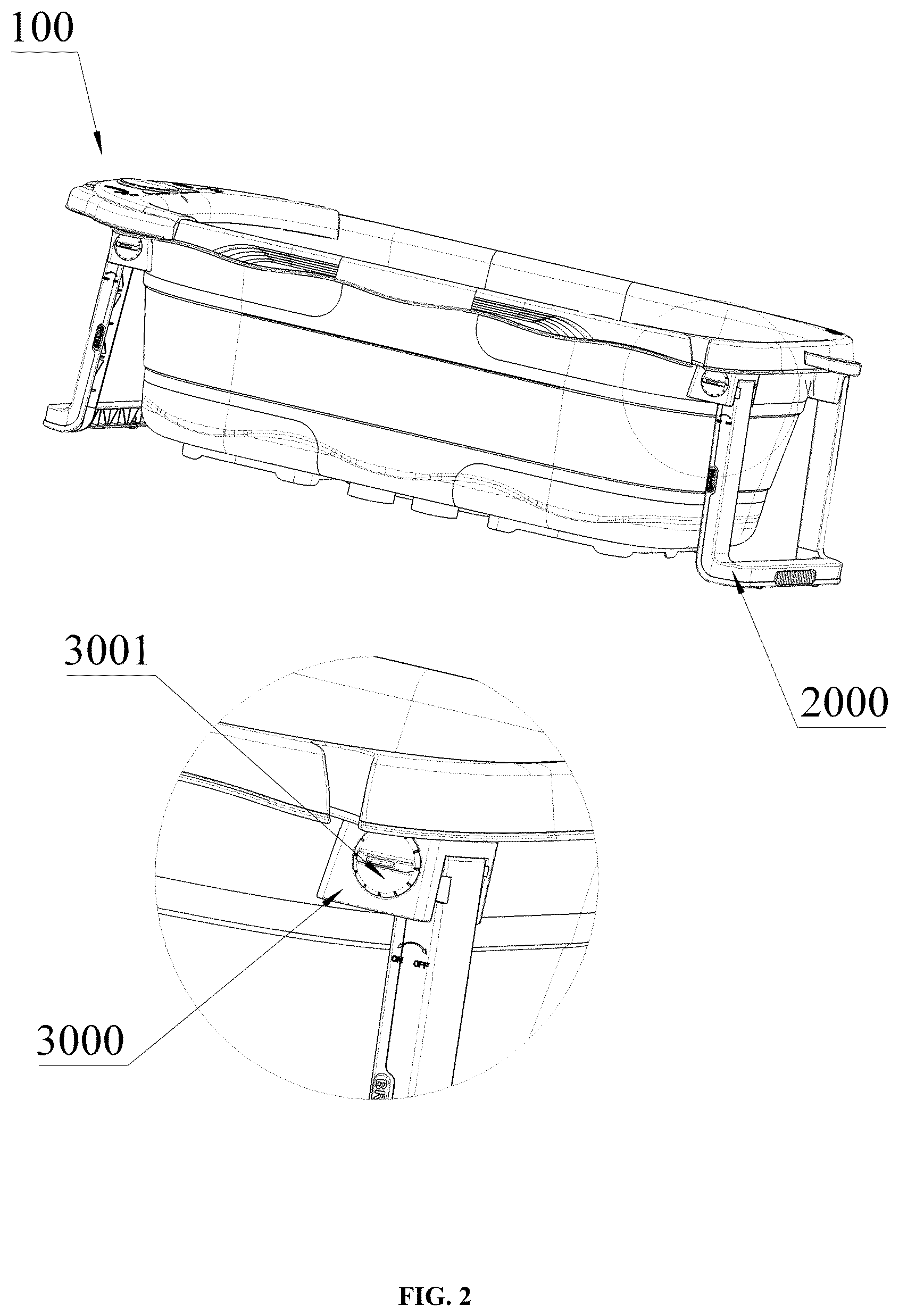 Patent US12310540 Figure 2 – Foldable baby bathtub
