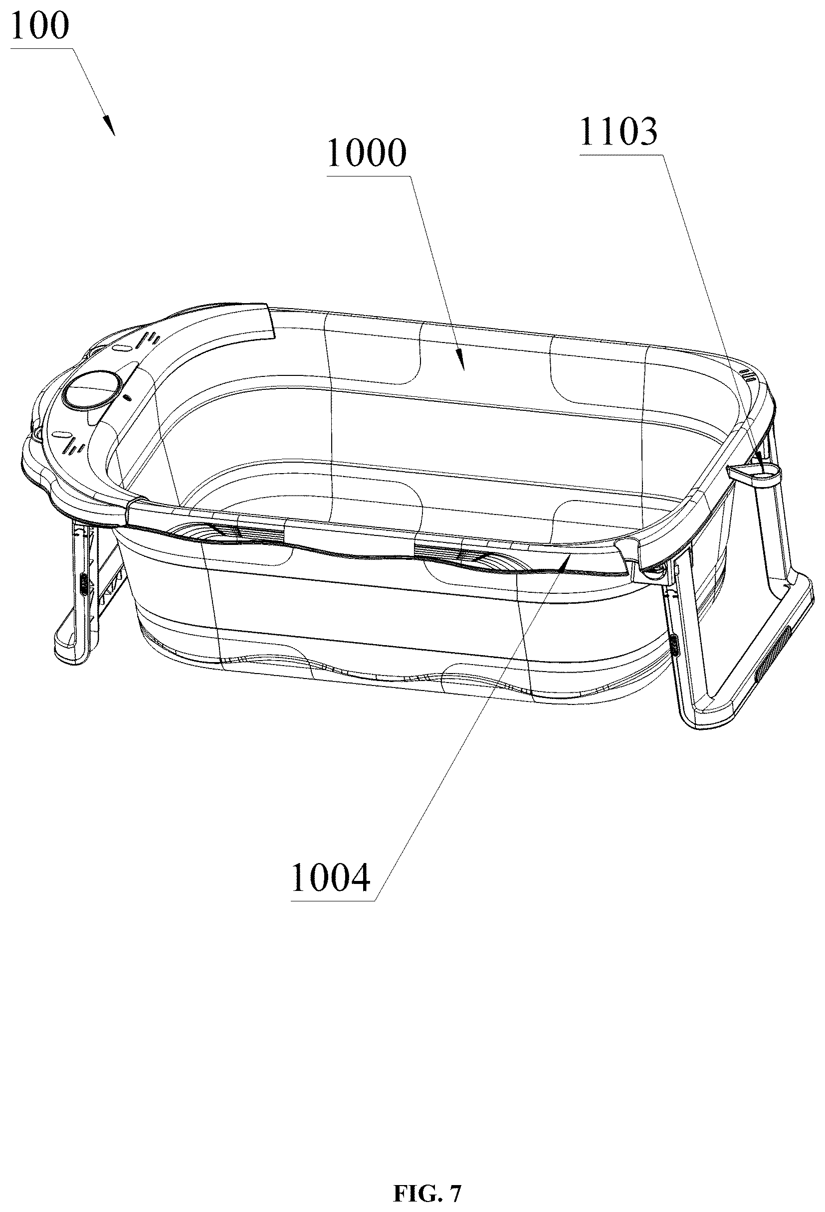 Patent US12310540 Figure 7 – Foldable baby bathtub