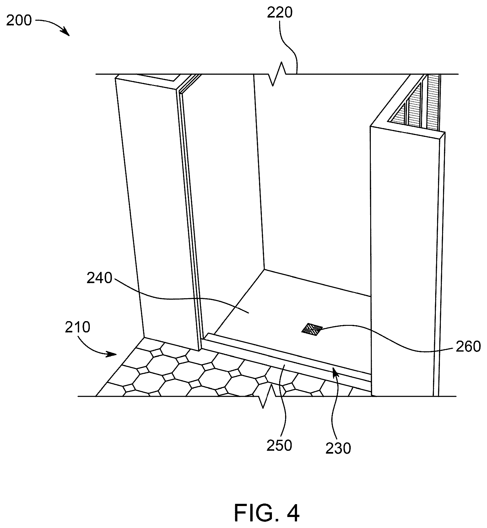 Patent US12310541 Figure 4 – Modular shower base kit