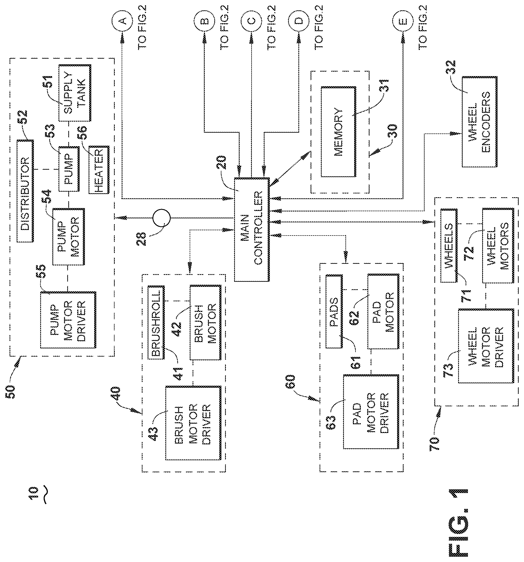 Patent US12310543 Figure 1 – Robotic cleaner with sweeper and rotating dusting pads