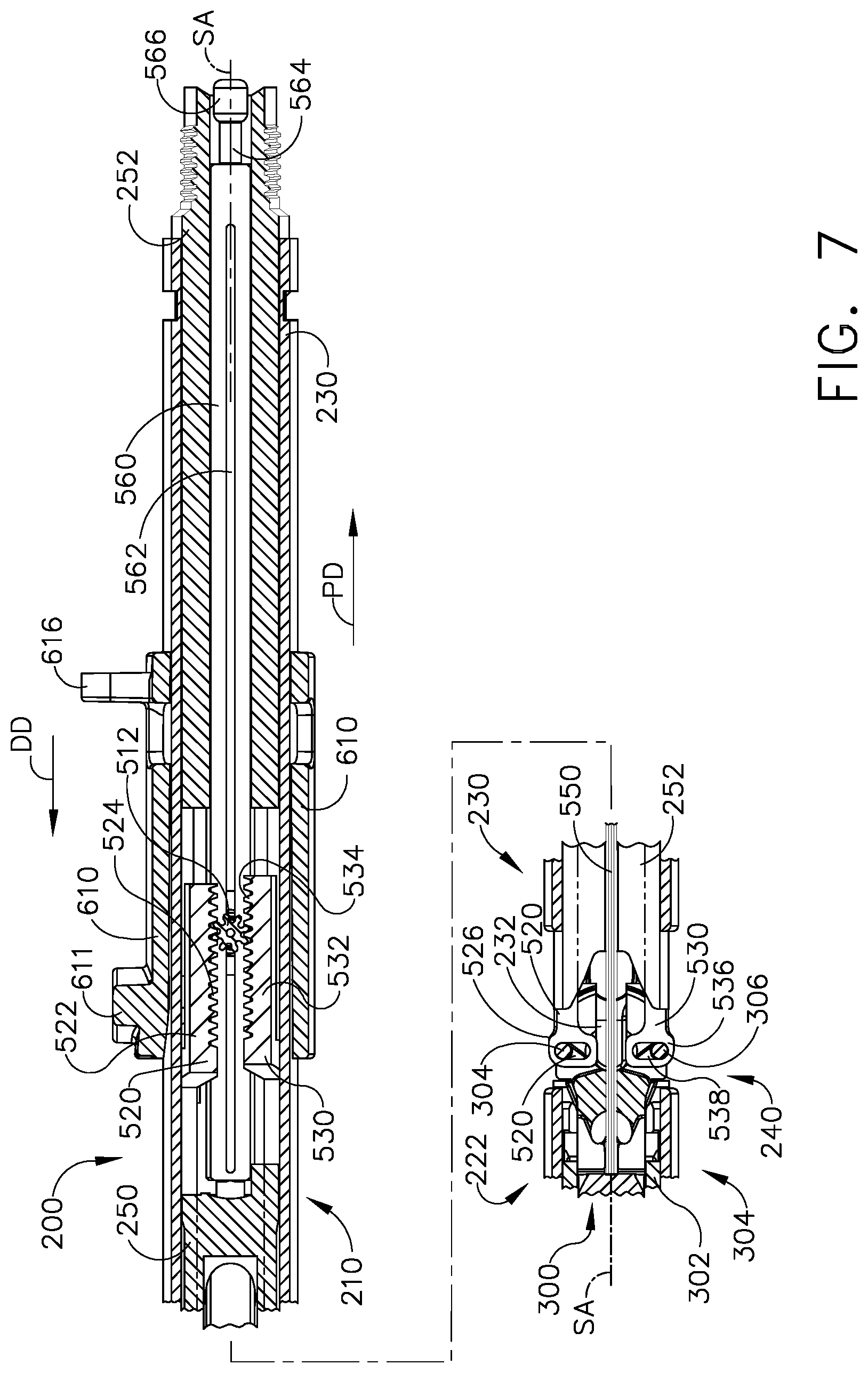 Patent US12310584 Figure 7 – Locking arrangements for detachable shaft assemblies with articulatable surgical end effectors