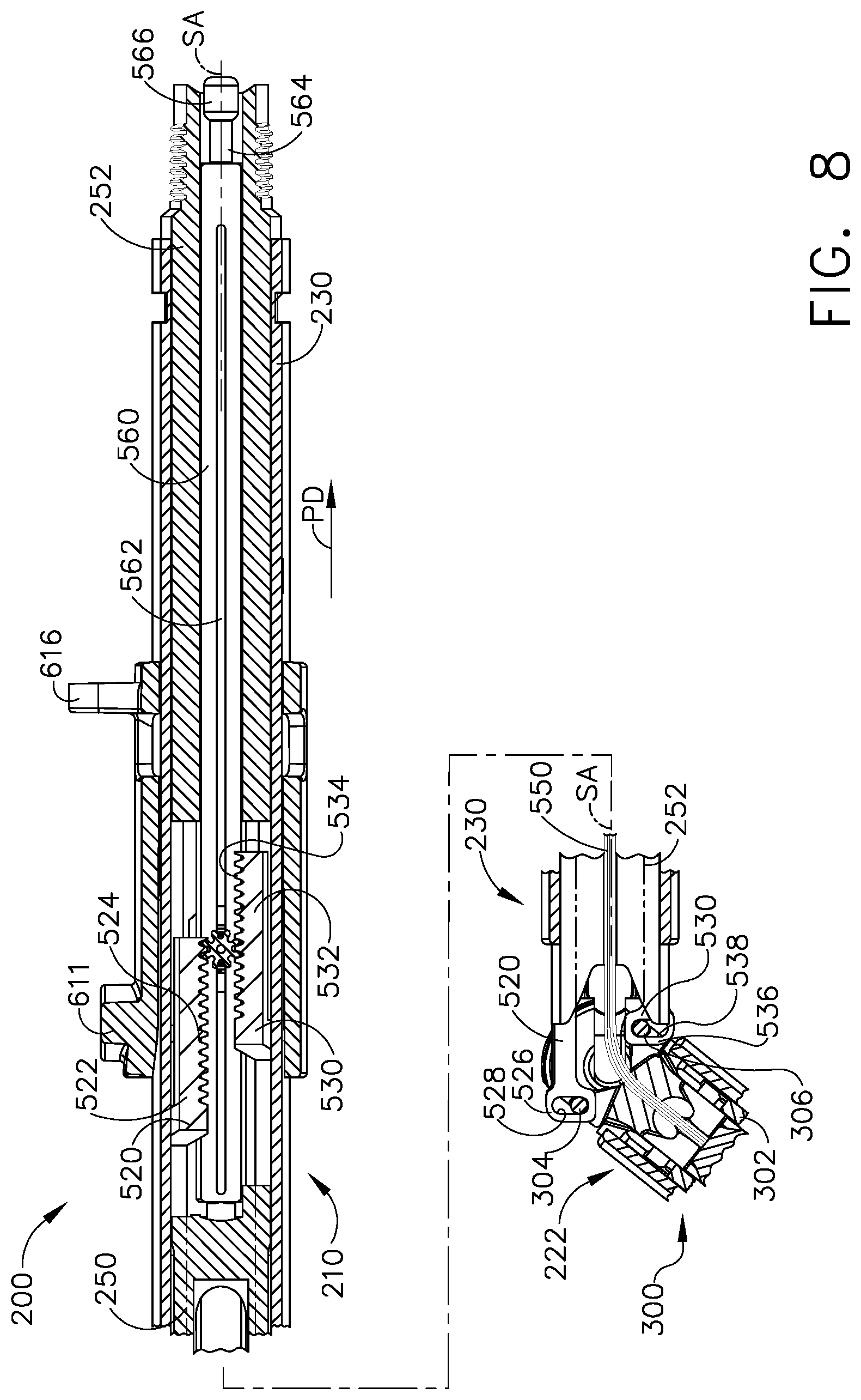 Patent US12310584 Figure 8 – Locking arrangements for detachable shaft assemblies with articulatable surgical end effectors