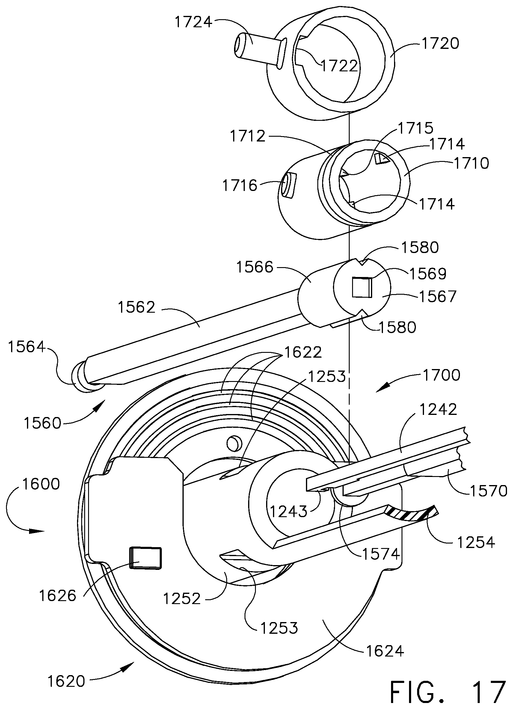 Patent US12310584 Figure 16 – Locking arrangements for detachable shaft assemblies with articulatable surgical end effectors