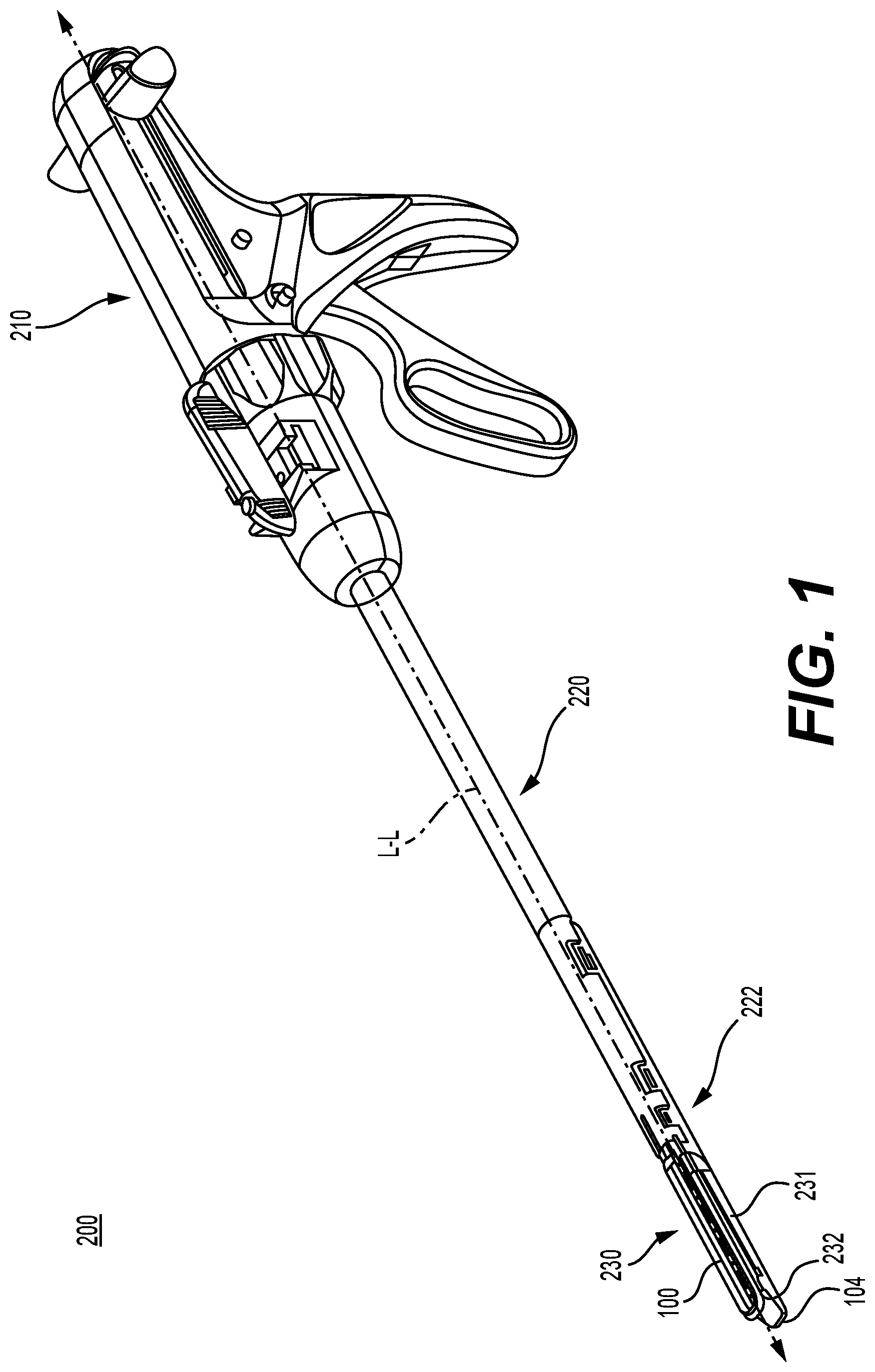 Patent US12310587 Figure 1 – Composite interconnected anvil for medical stapler