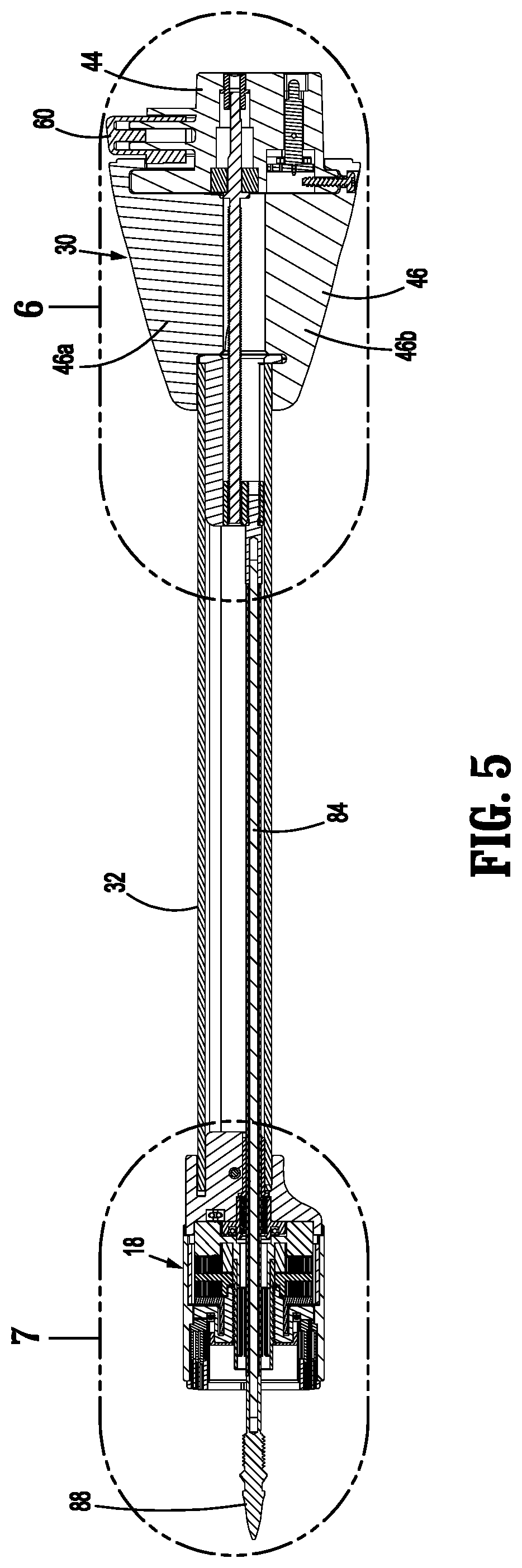Patent US12310591 Figure 5 – Surgical stapling device with flexible shaft