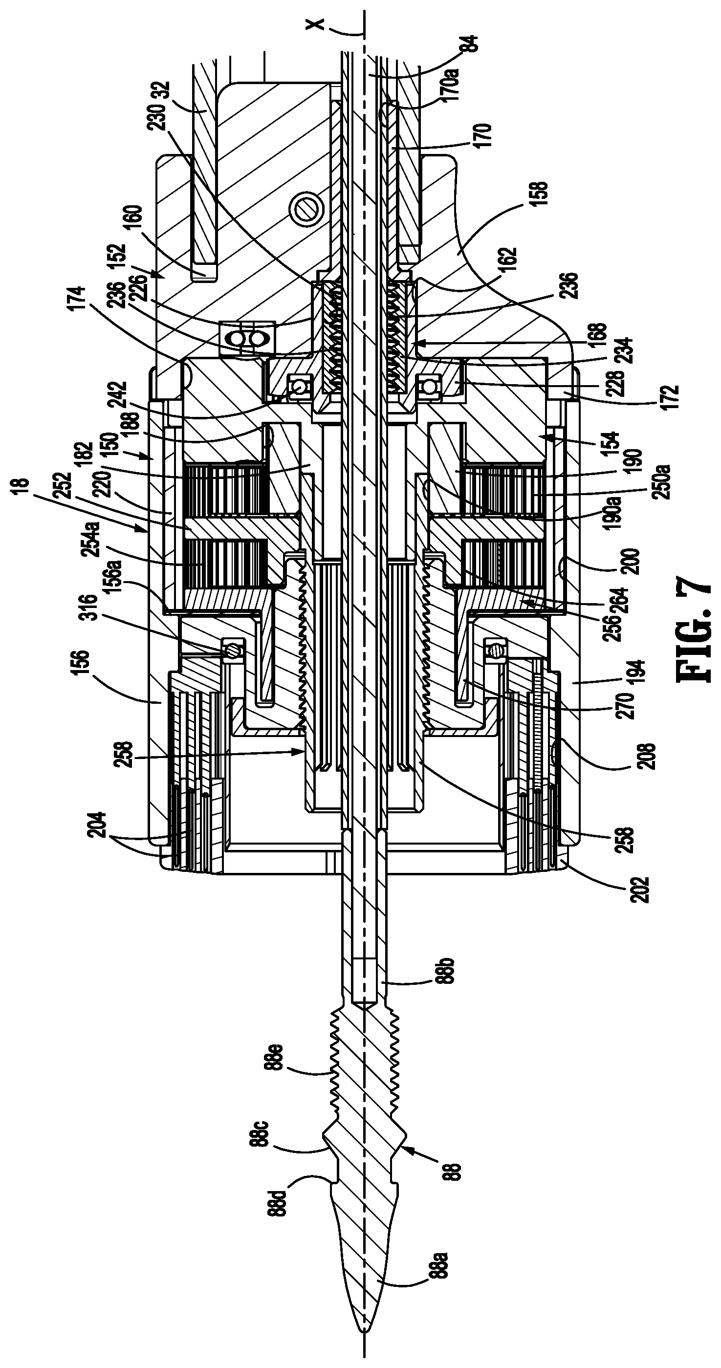 Patent US12310591 Figure 7 – Surgical stapling device with flexible shaft