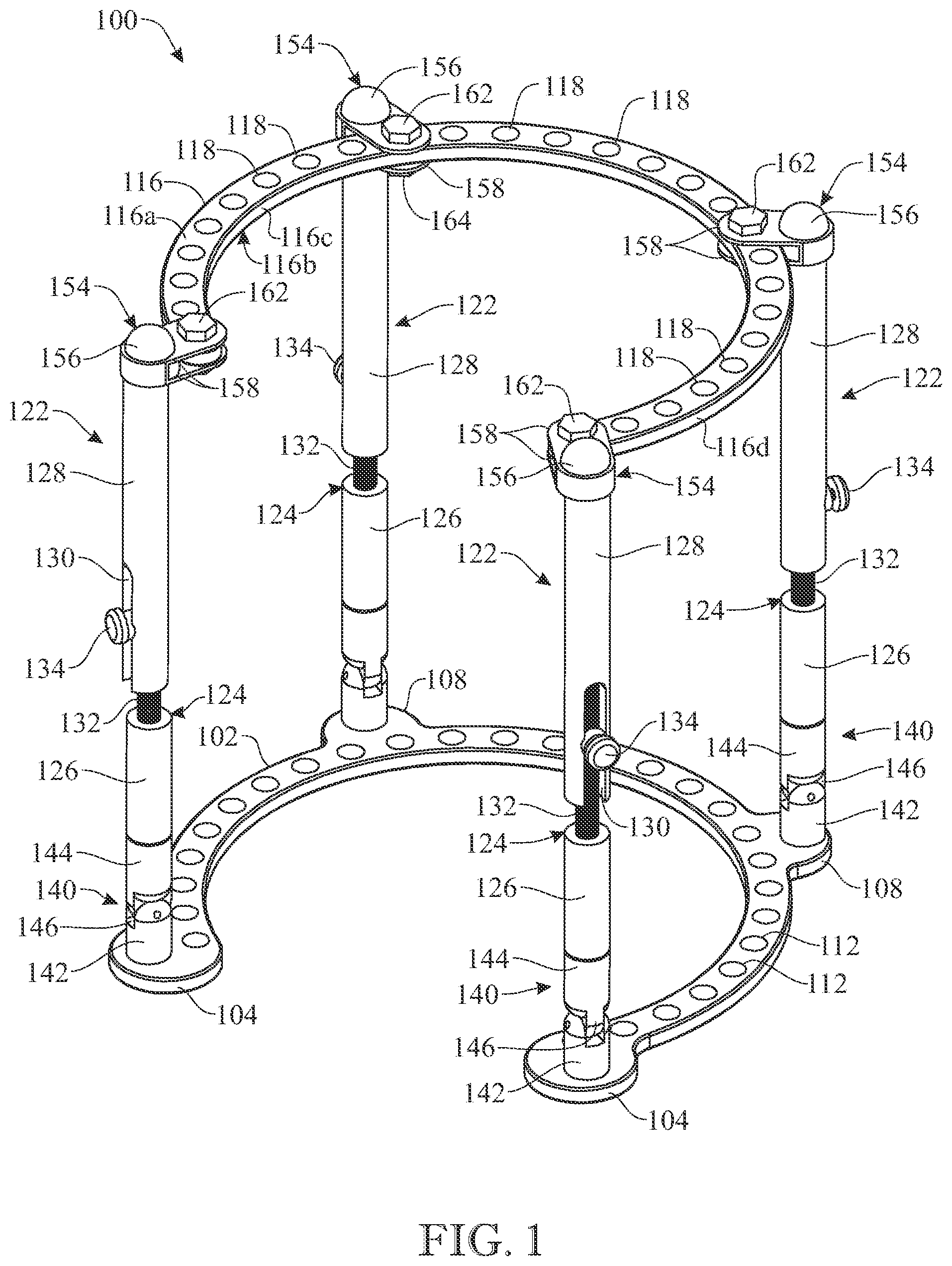 Patent US12310627 Figure 1 – External fixation device