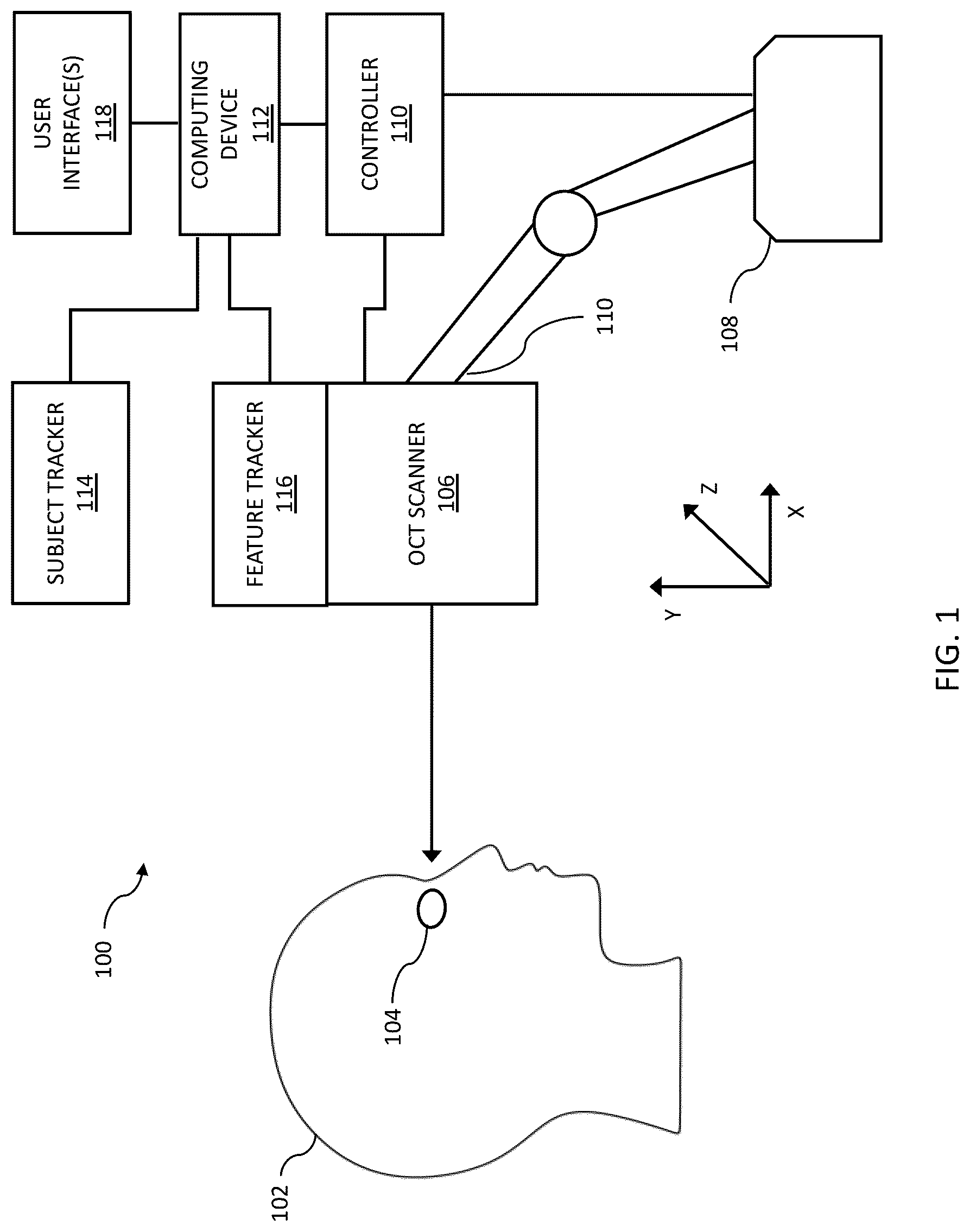 Patent US12310661 Figure 1 – Systems and methods for imaging a target feature of a subject based on tracked positions of the subject and the target feature