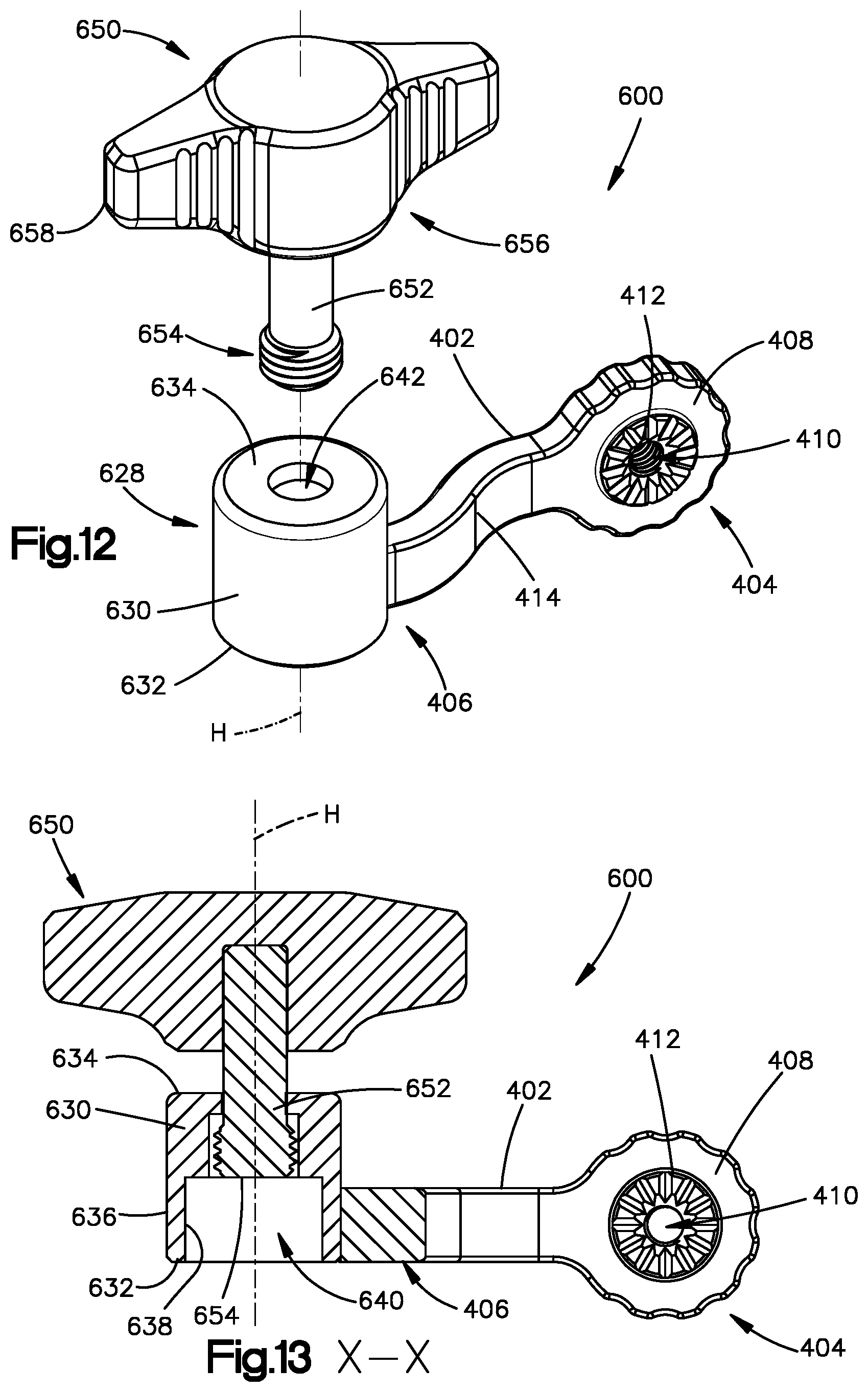Patent US12310672 Figure 8 – Assembly for coupling a patient reference array to a medical implant such as a pedicle screw