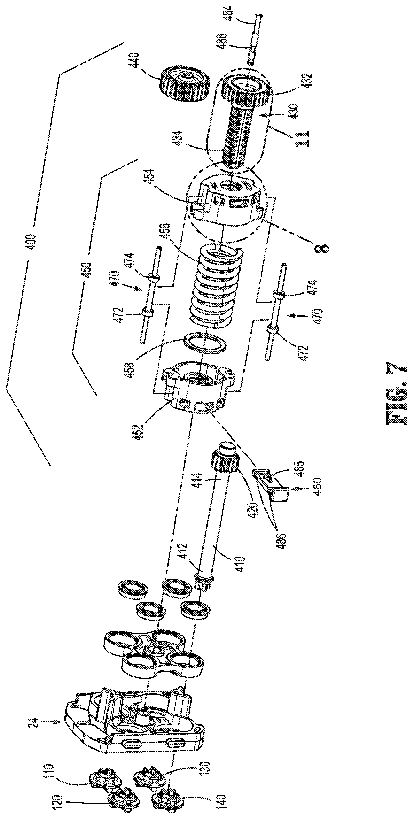 Patent US12310685 Figure 8 – Drive mechanisms for surgical instruments such as for use in robotic surgical systems