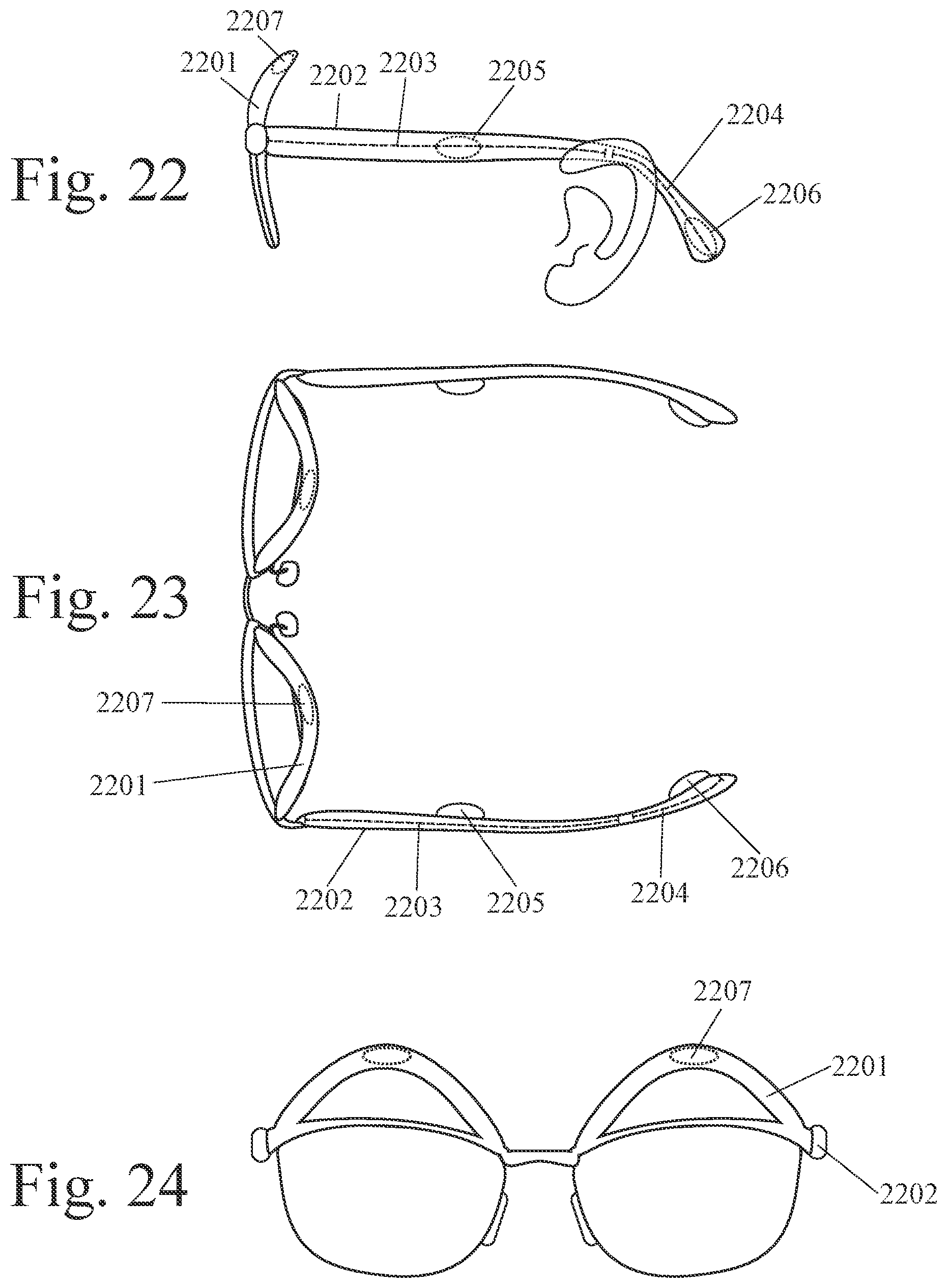 Patent US12310749 Figure 8 – Eyewear (eyeglasses) with electrodes (EEG sensors) for prediction and/or detection of health events or use as a brain-to-computer interface (BCI)