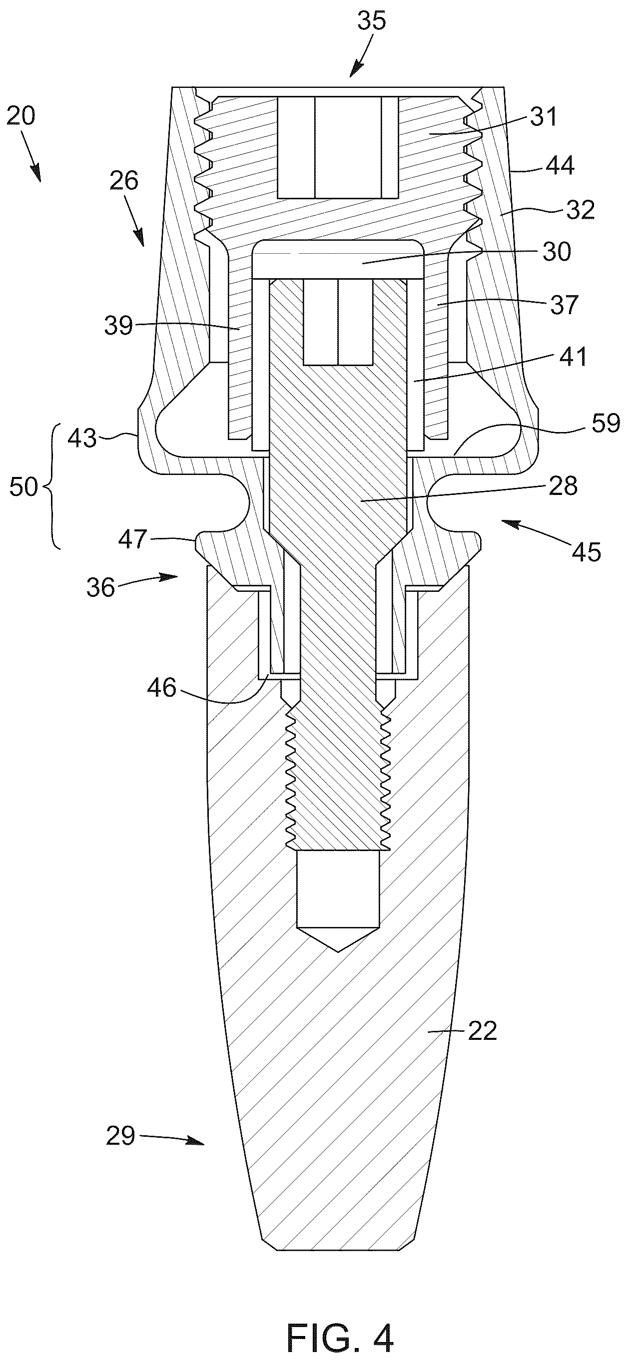 Patent US12310816 Figure 4 – Flexible abutment for use with dental implant