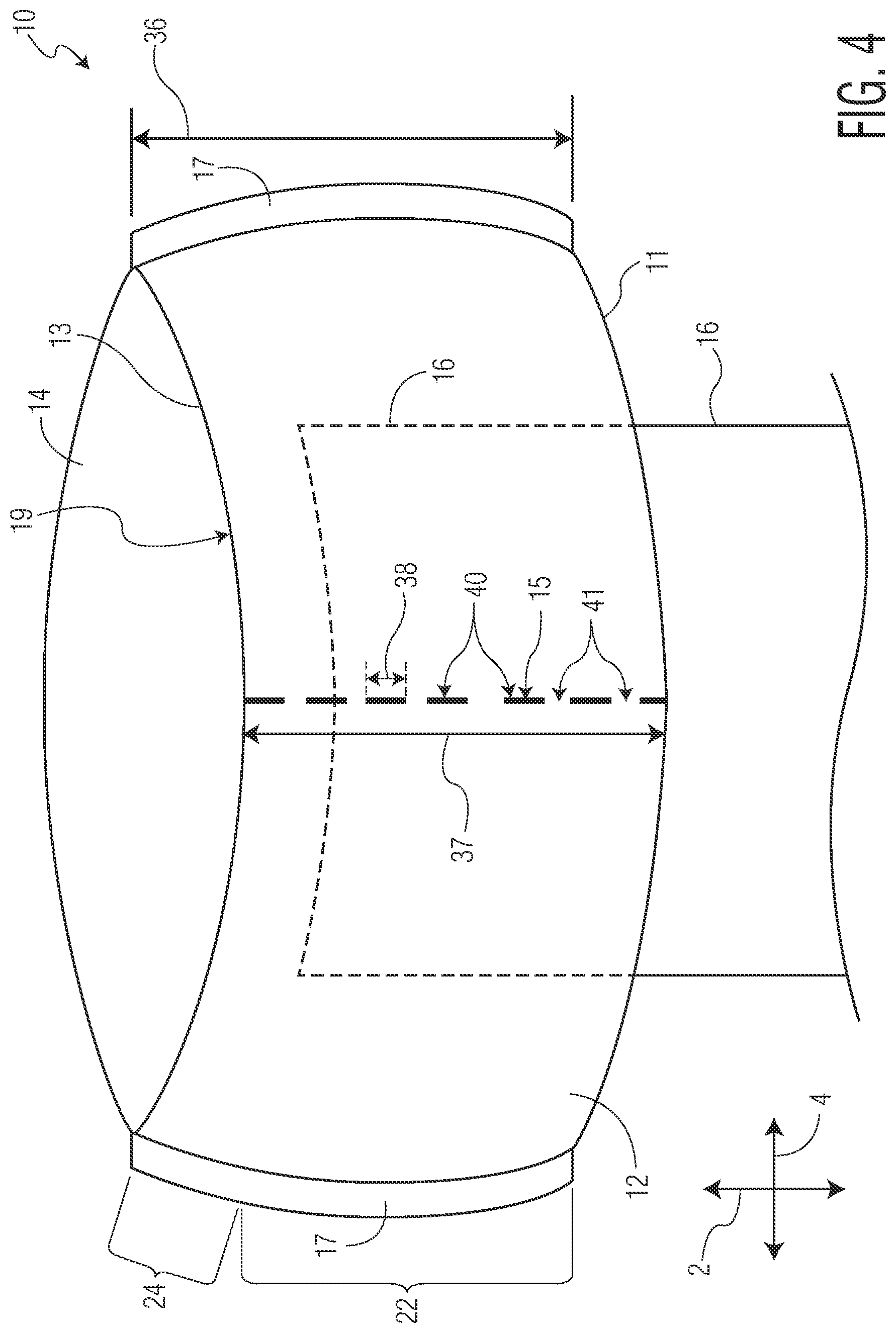 Patent US12310827 Figure 4 – Front or rear opening closed-sided absorbent articles