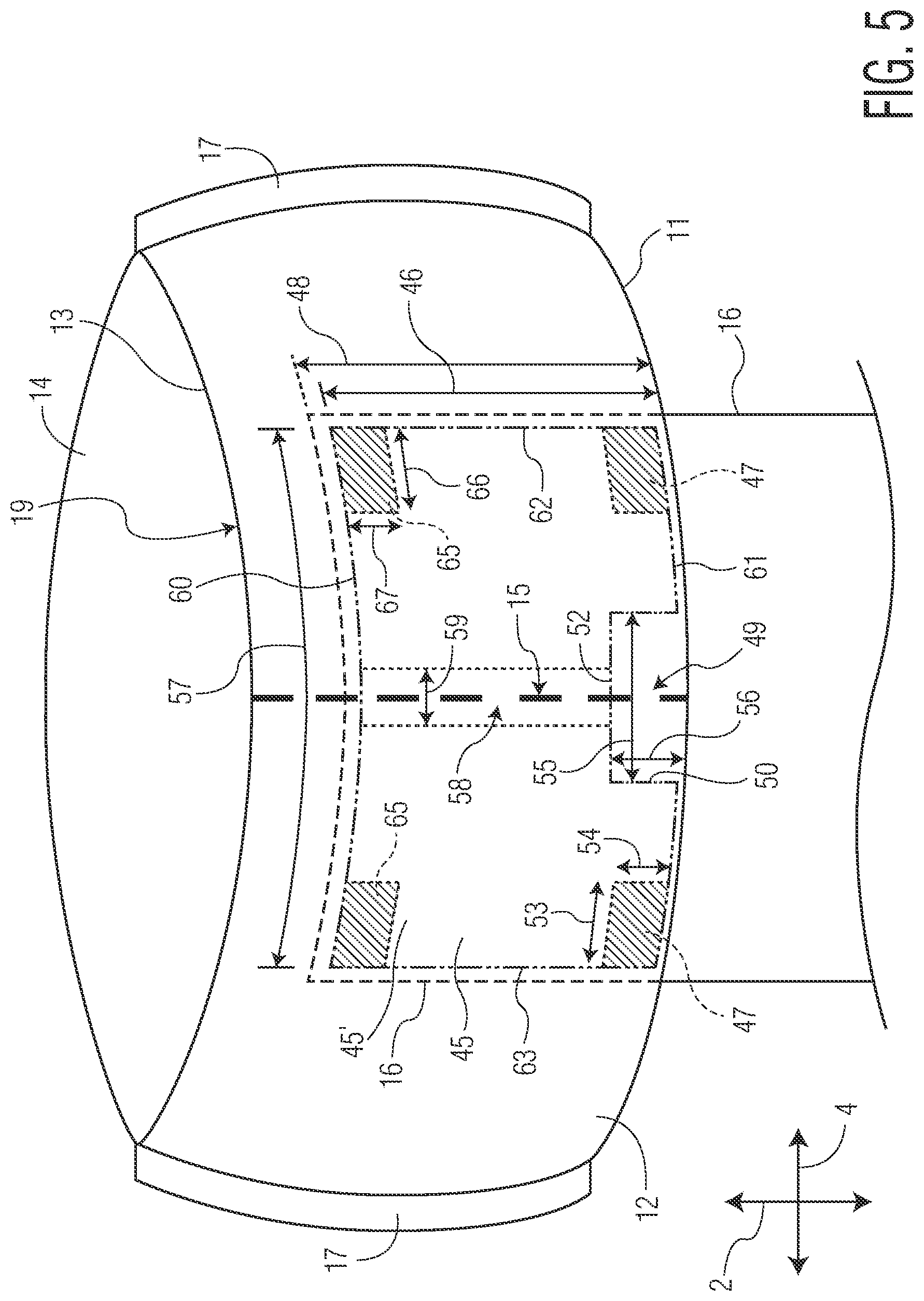 Patent US12310827 Figure 5 – Front or rear opening closed-sided absorbent articles
