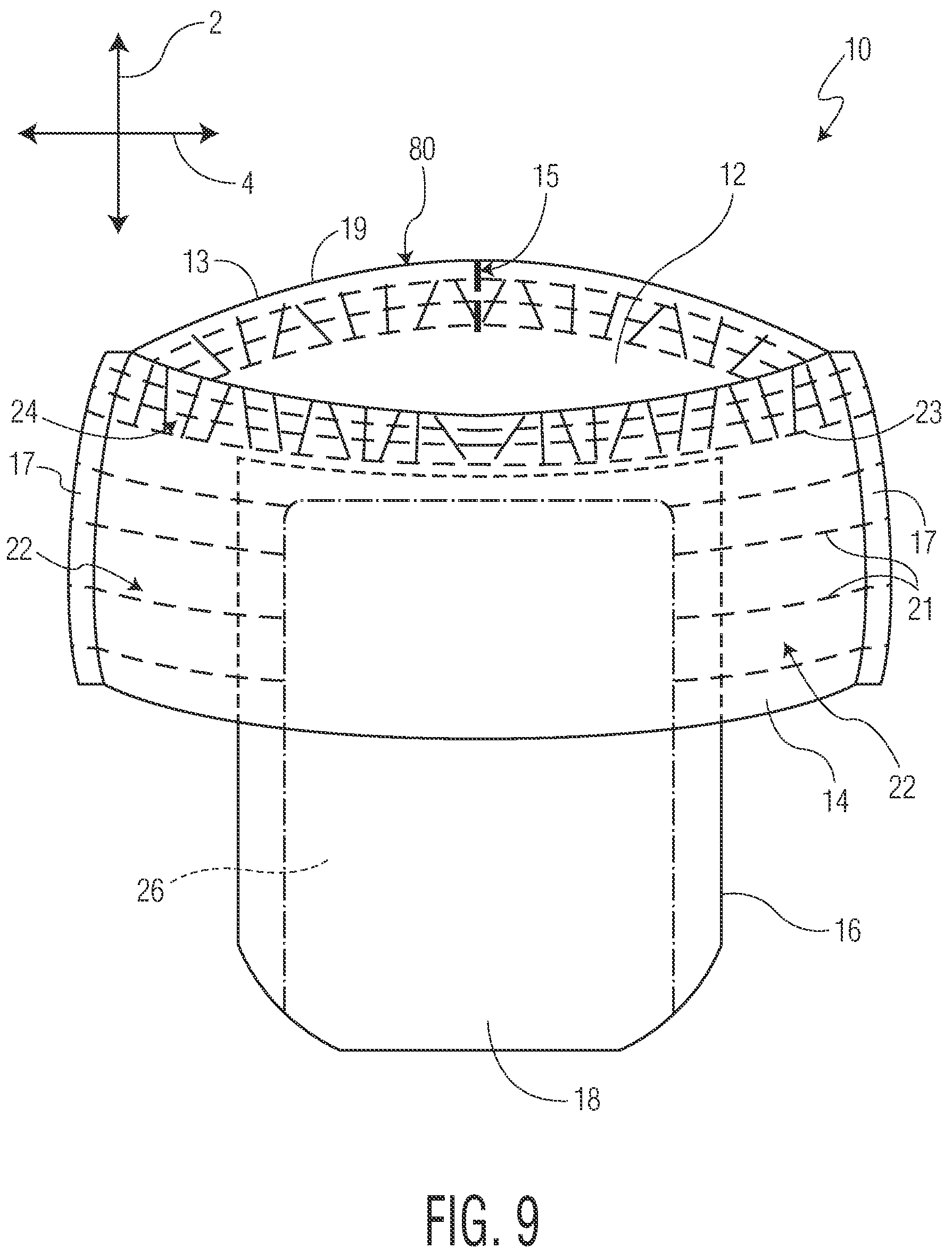 Patent US12310827 Figure 10 – Front or rear opening closed-sided absorbent articles