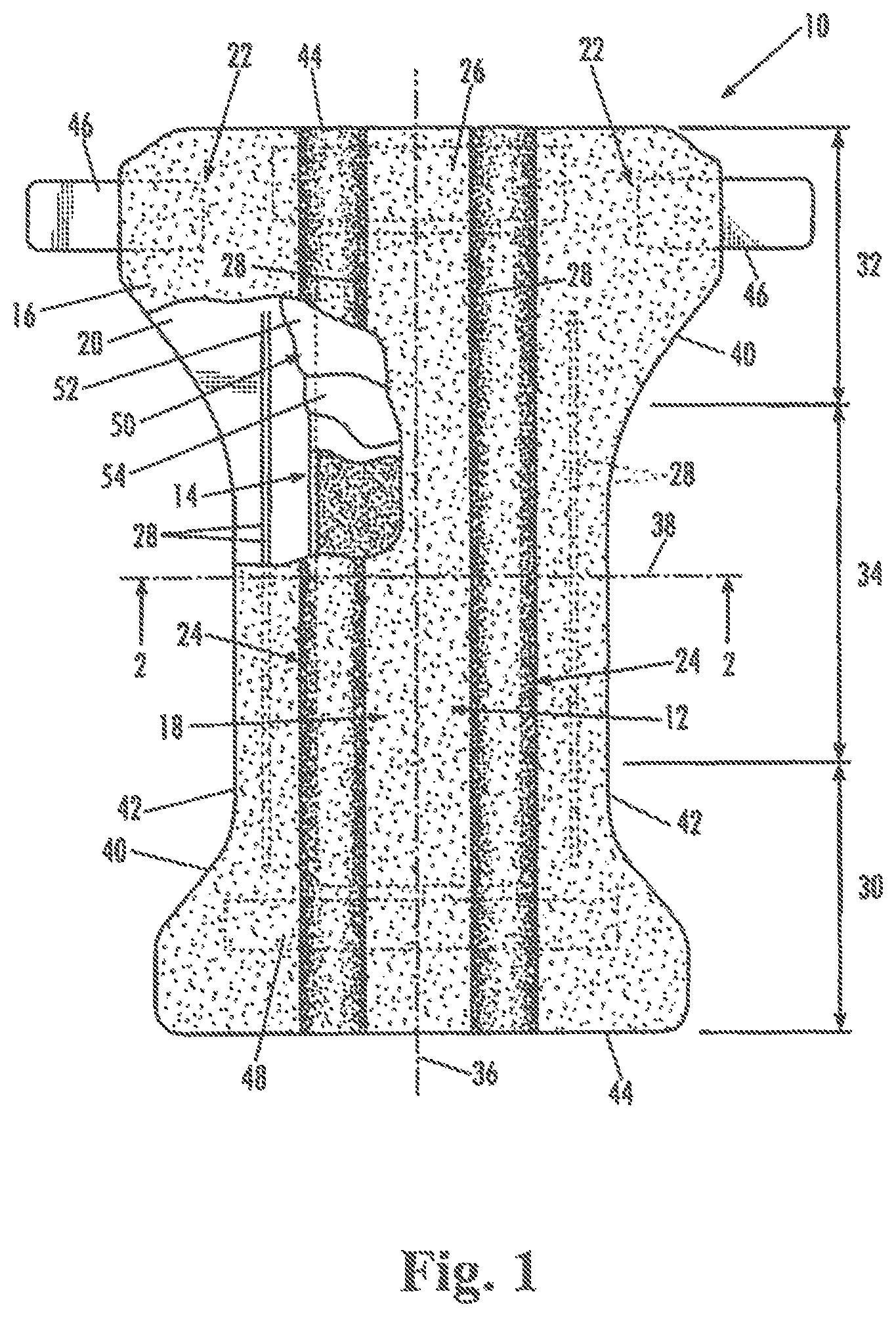 Patent US12310829 Figure 1 – Disposable absorbent article