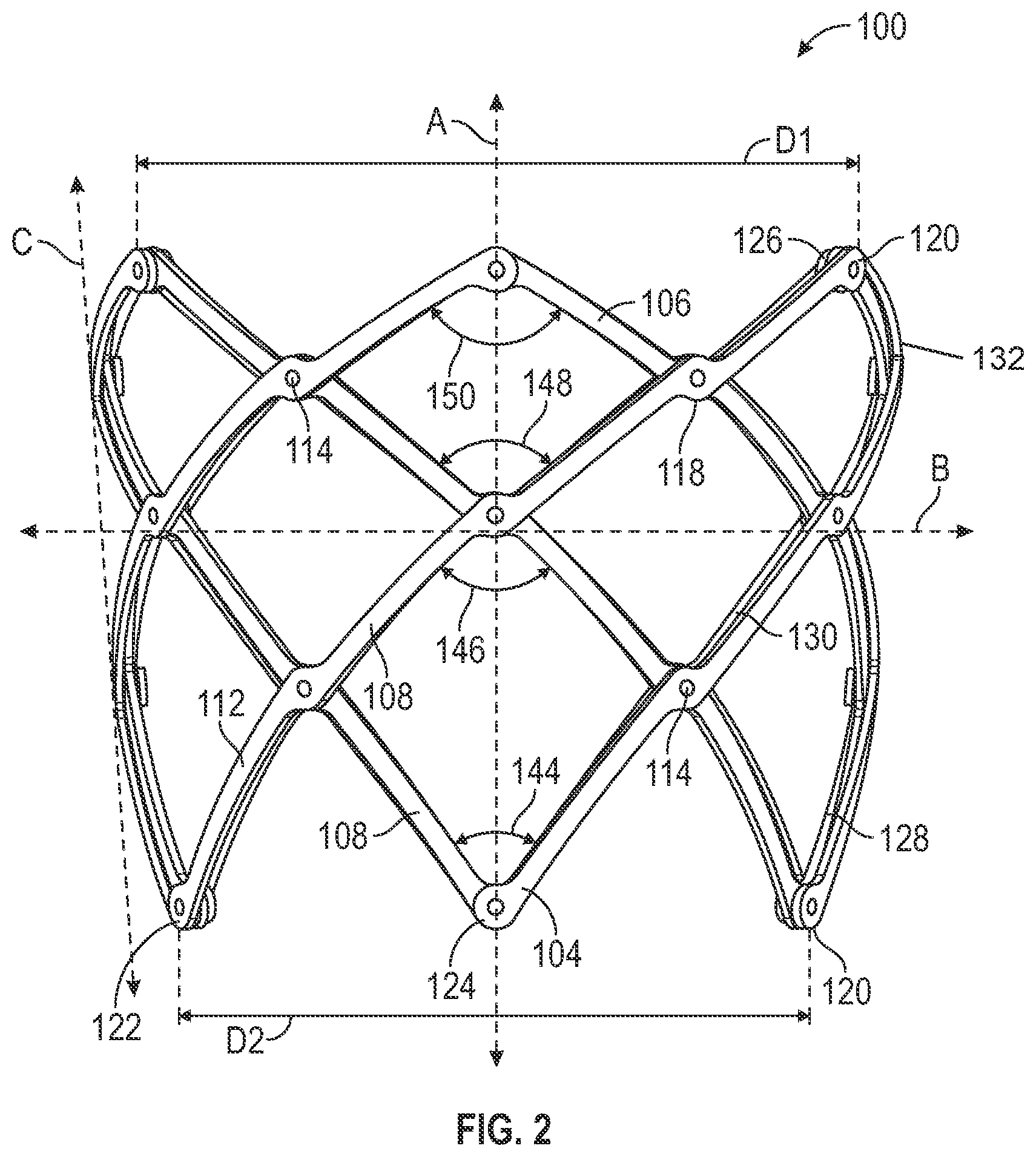Patent US12310847 Figure 2 – Prosthetic heart valve having non-cylindrical frame
