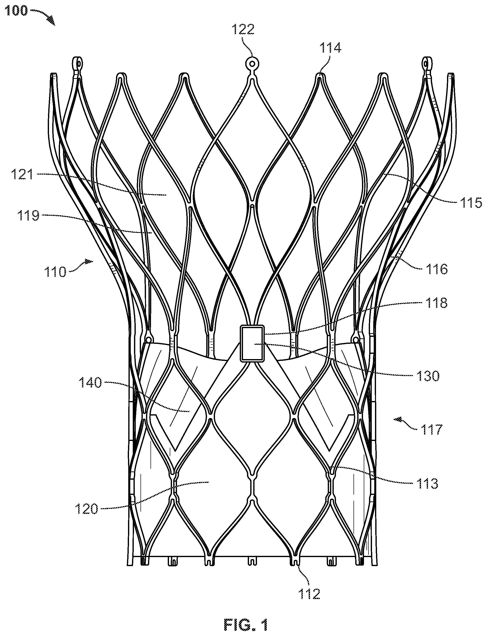 Patent US12310848 Figure 1 – Leaflet attachment to prosthetic heart valve