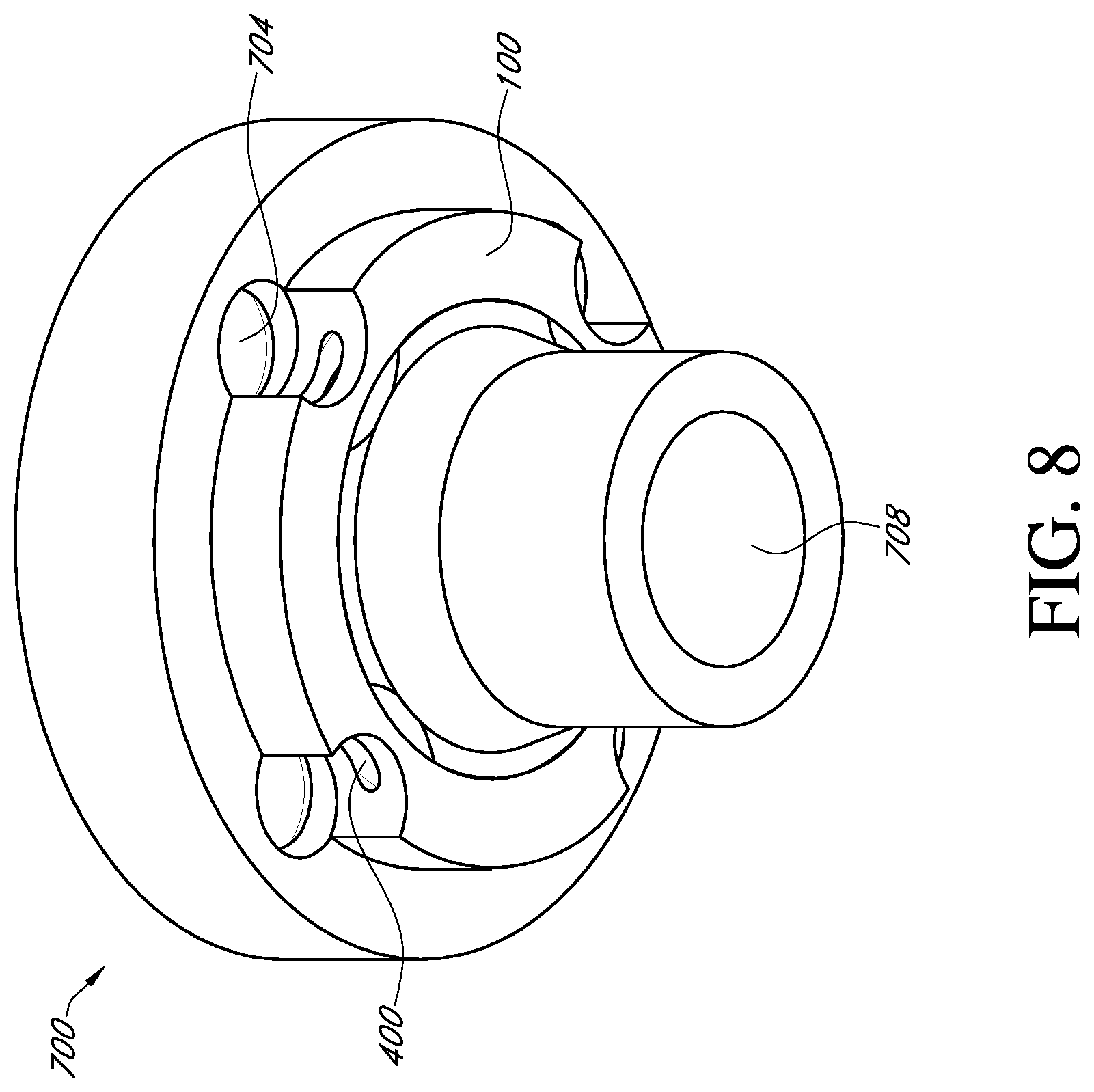 Patent US12310857 Figure 8 – Total shoulder prosthesis having inset glenoid implant convertible from anatomic to reverse