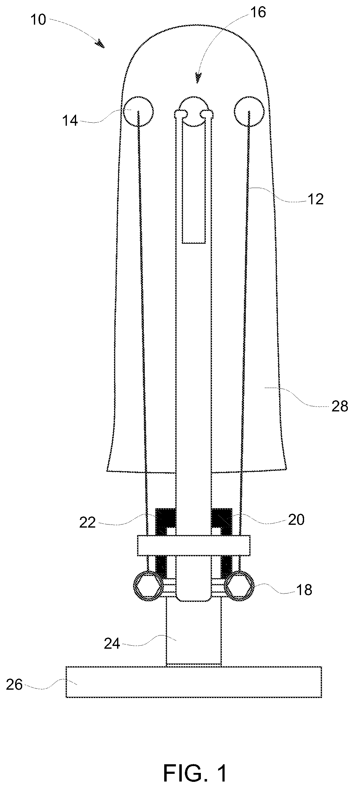 Patent US12310865 Figure 1 – Hands-free apparatus to apply a liner to an amputated appendage