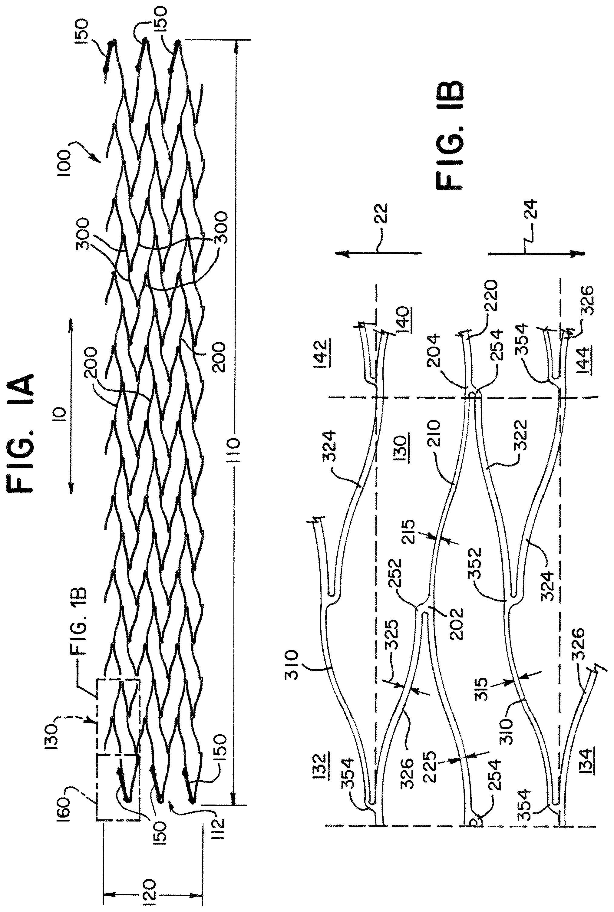 Patent US12310867 Figure 1 – Stent with longitudinal variable width struts