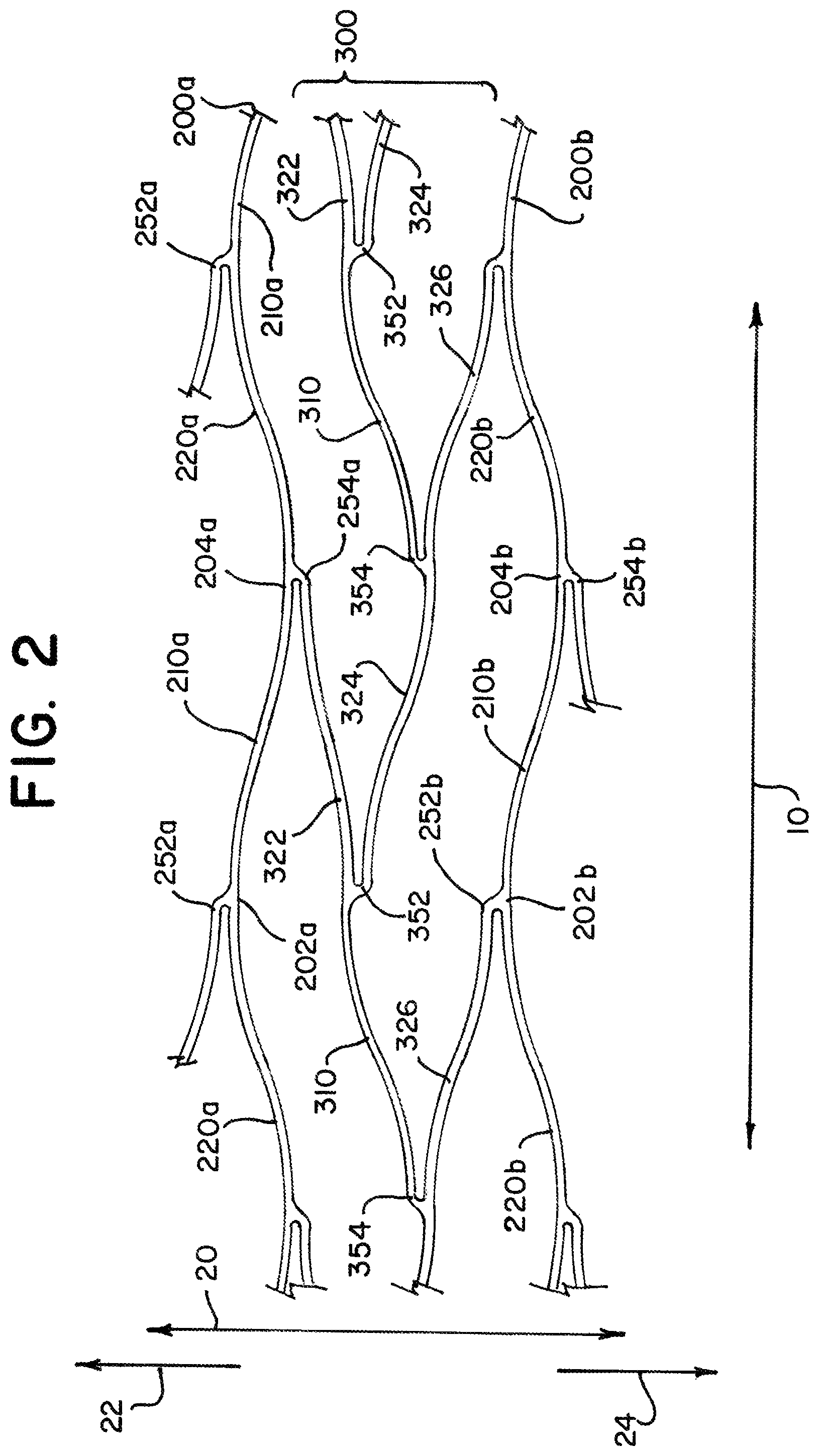 Patent US12310867 Figure 4 – Stent with longitudinal variable width struts