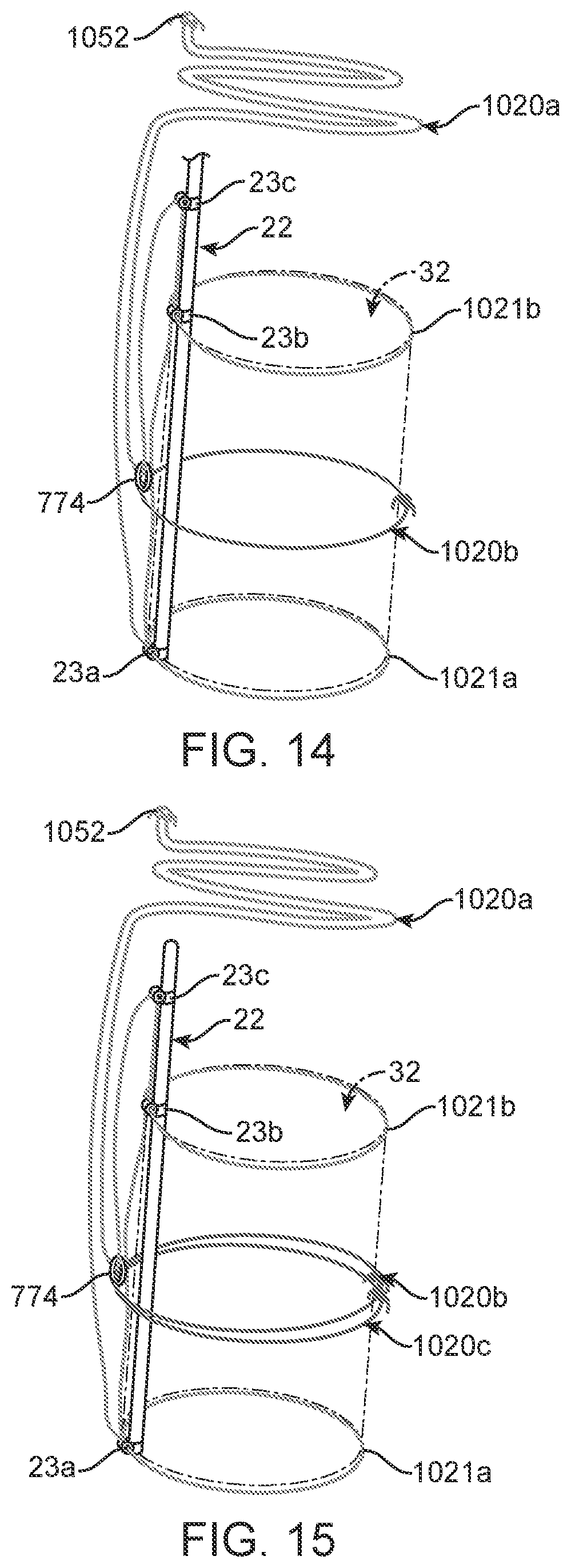 Patent US12310870 Figure 8 – Tension member routing designs to achieve transcatheter stented prosthesis compression