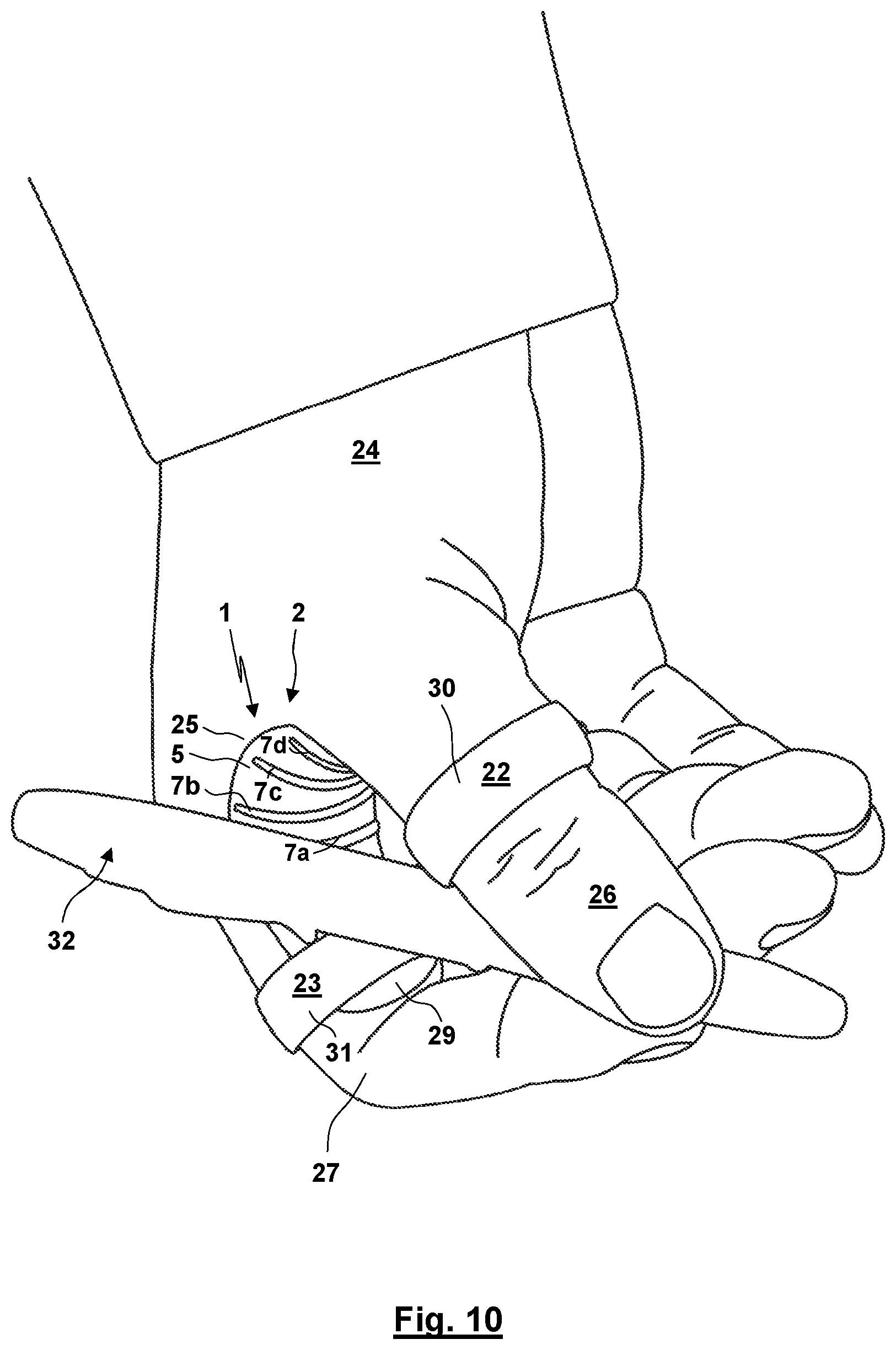 Patent US12310872 Figure 7 – Thumb orthosis and set of a plurality of thumb orthoses