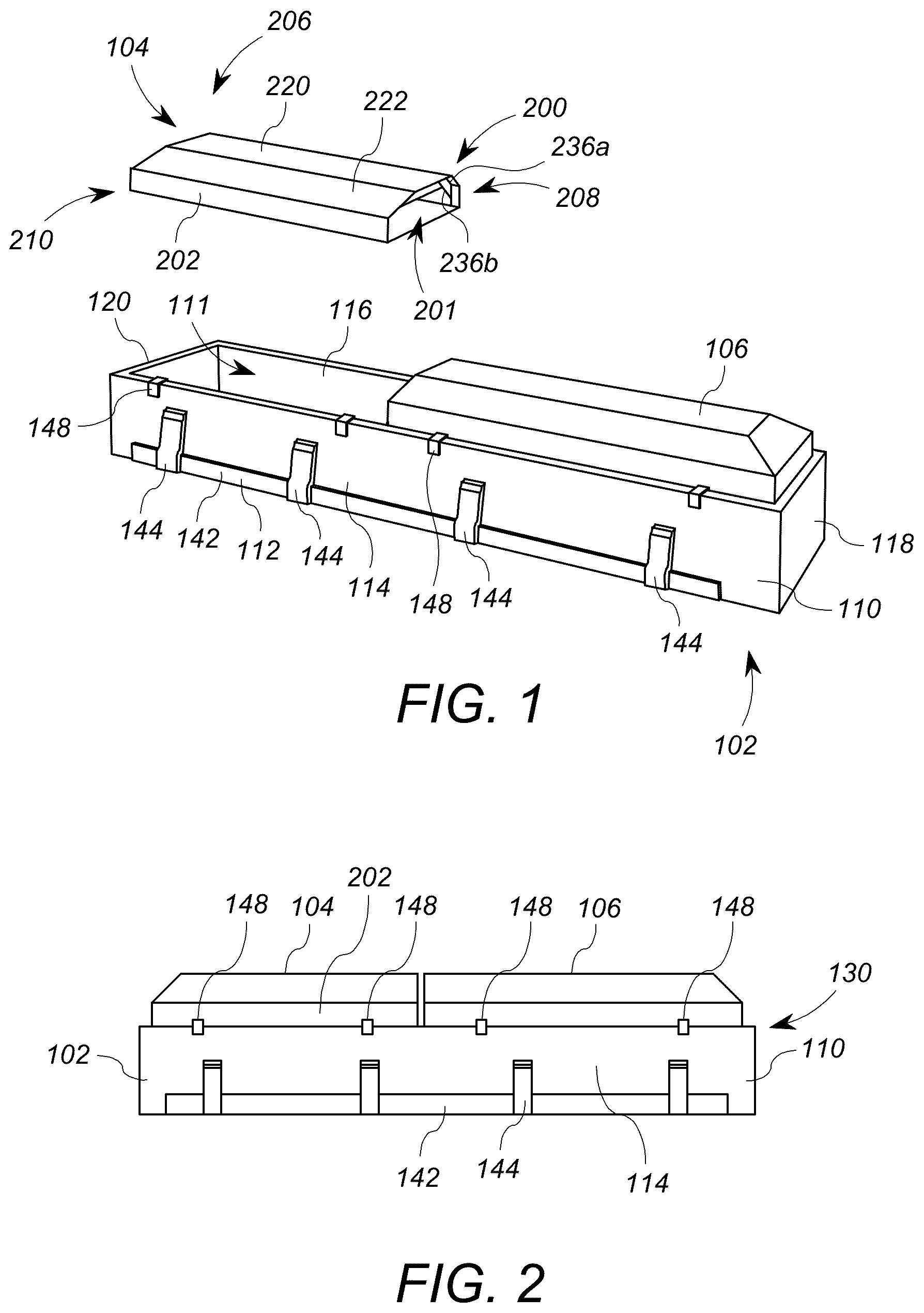 Patent US12310898 Figure 1 – Lightweight casket lid and casket lid assembly