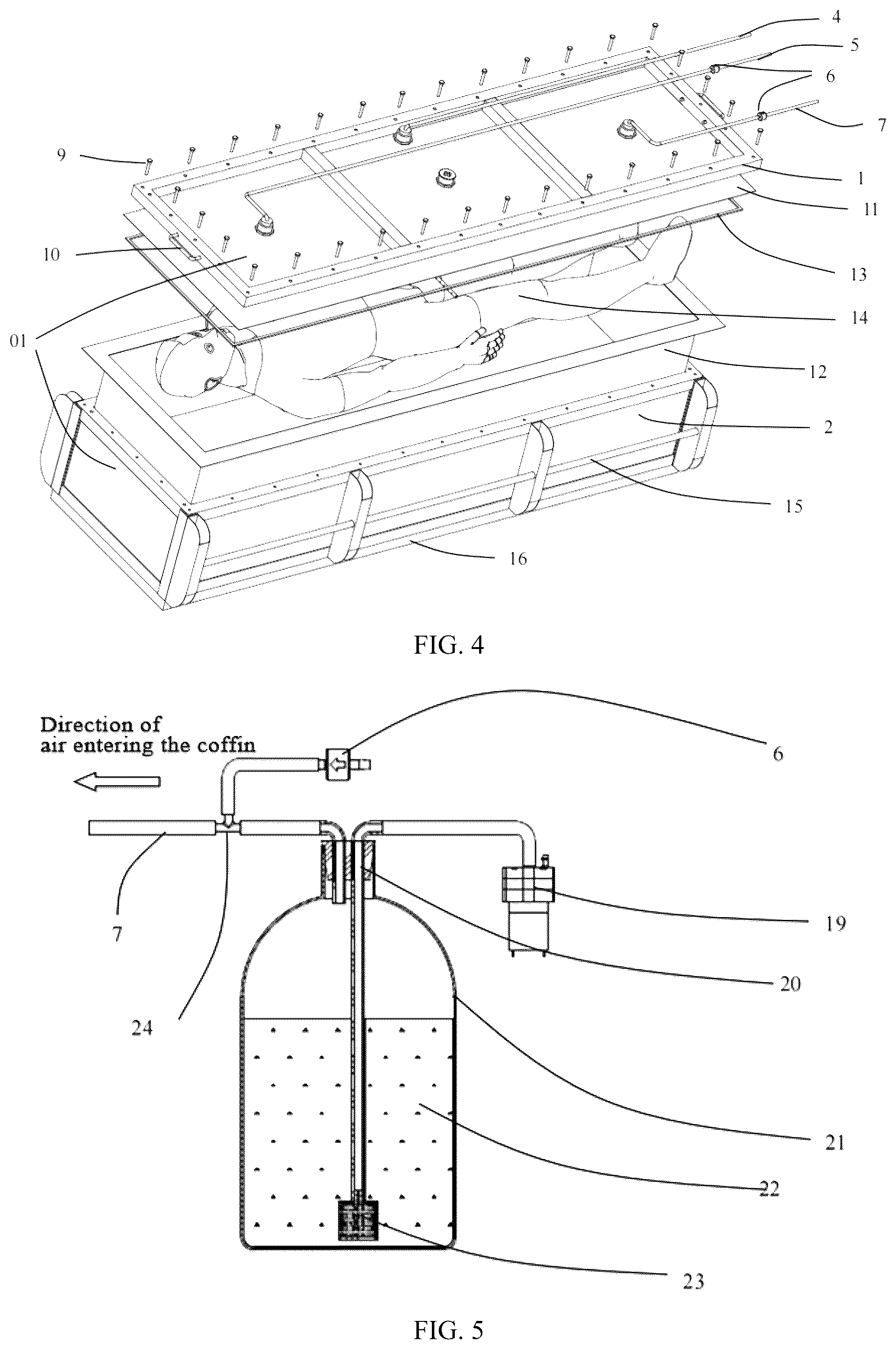 Patent US12310899 Figure 2 – Coffin and method for collecting human bones
