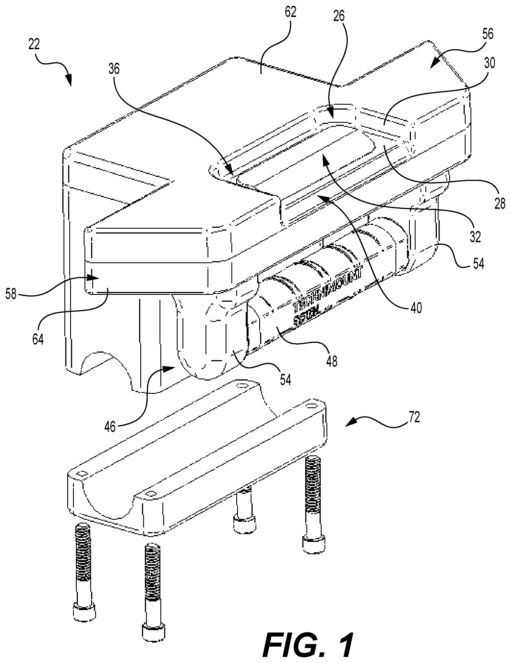Patent US12310901 Figure 1 – Coupling systems for releasably coupling equipment to a patient transport systems