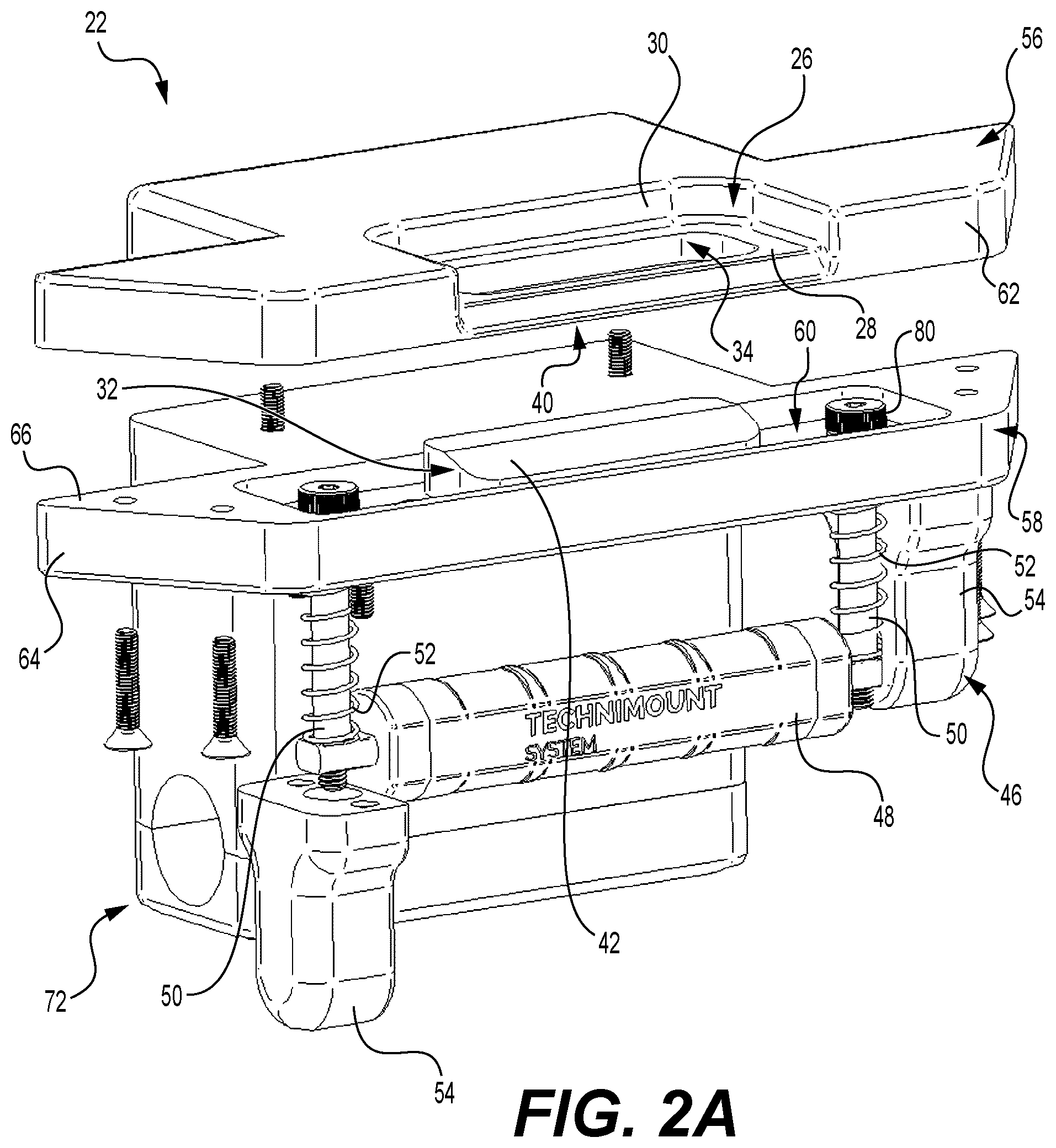 Patent US12310901 Figure 2 – Coupling systems for releasably coupling equipment to a patient transport systems