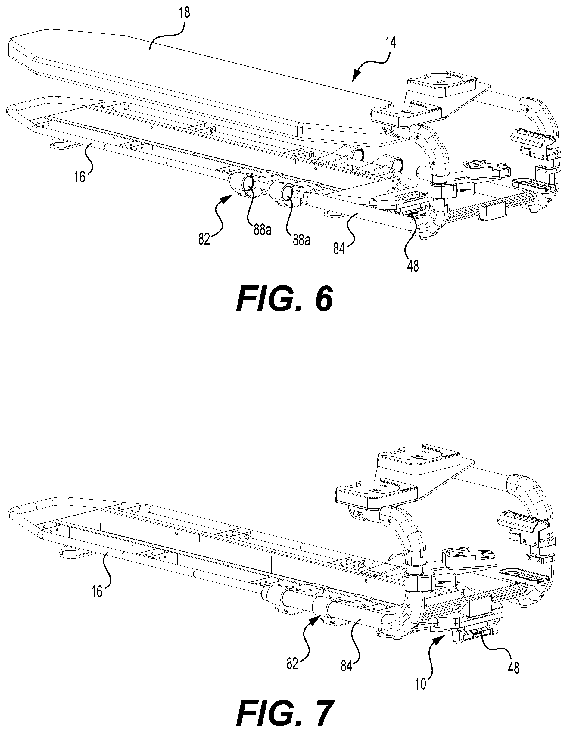 Patent US12310901 Figure 10 – Coupling systems for releasably coupling equipment to a patient transport systems