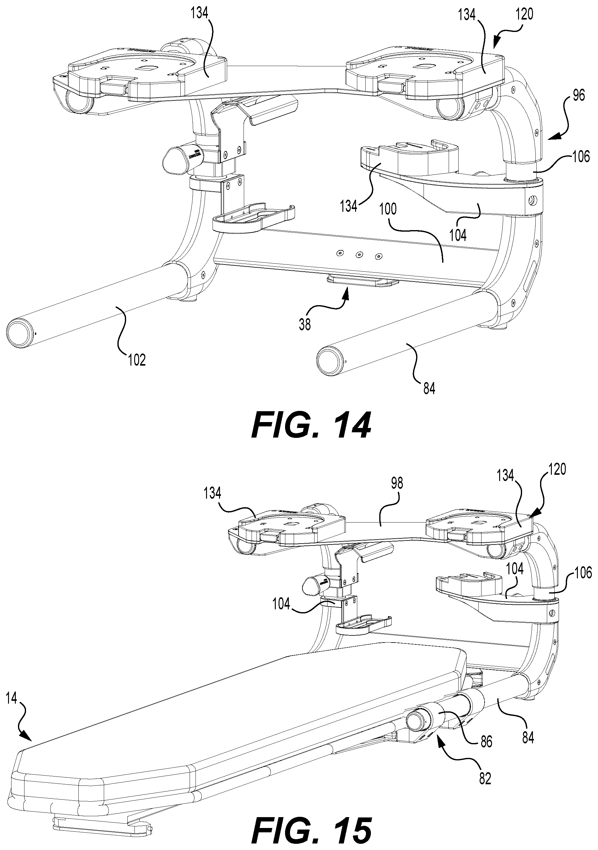 Patent US12310901 Figure 14 – Coupling systems for releasably coupling equipment to a patient transport systems