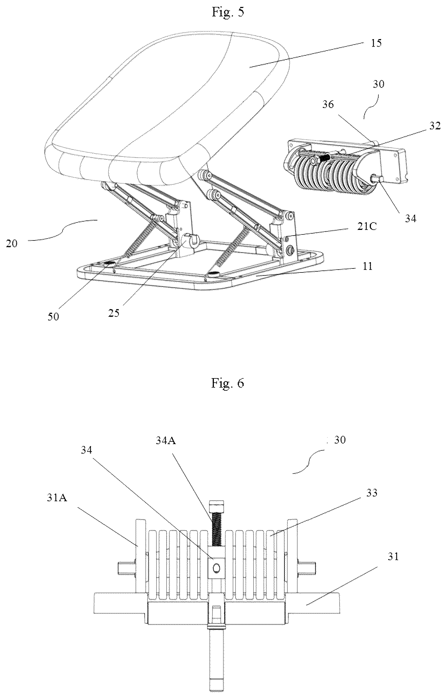 Patent US12310902 Figure 3 – Chair with an elastic lifting seat pan