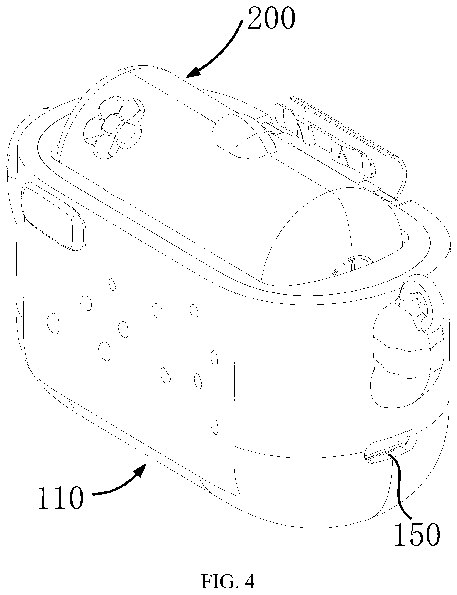 Patent US12310919 Figure 4 – Storage case and massager system