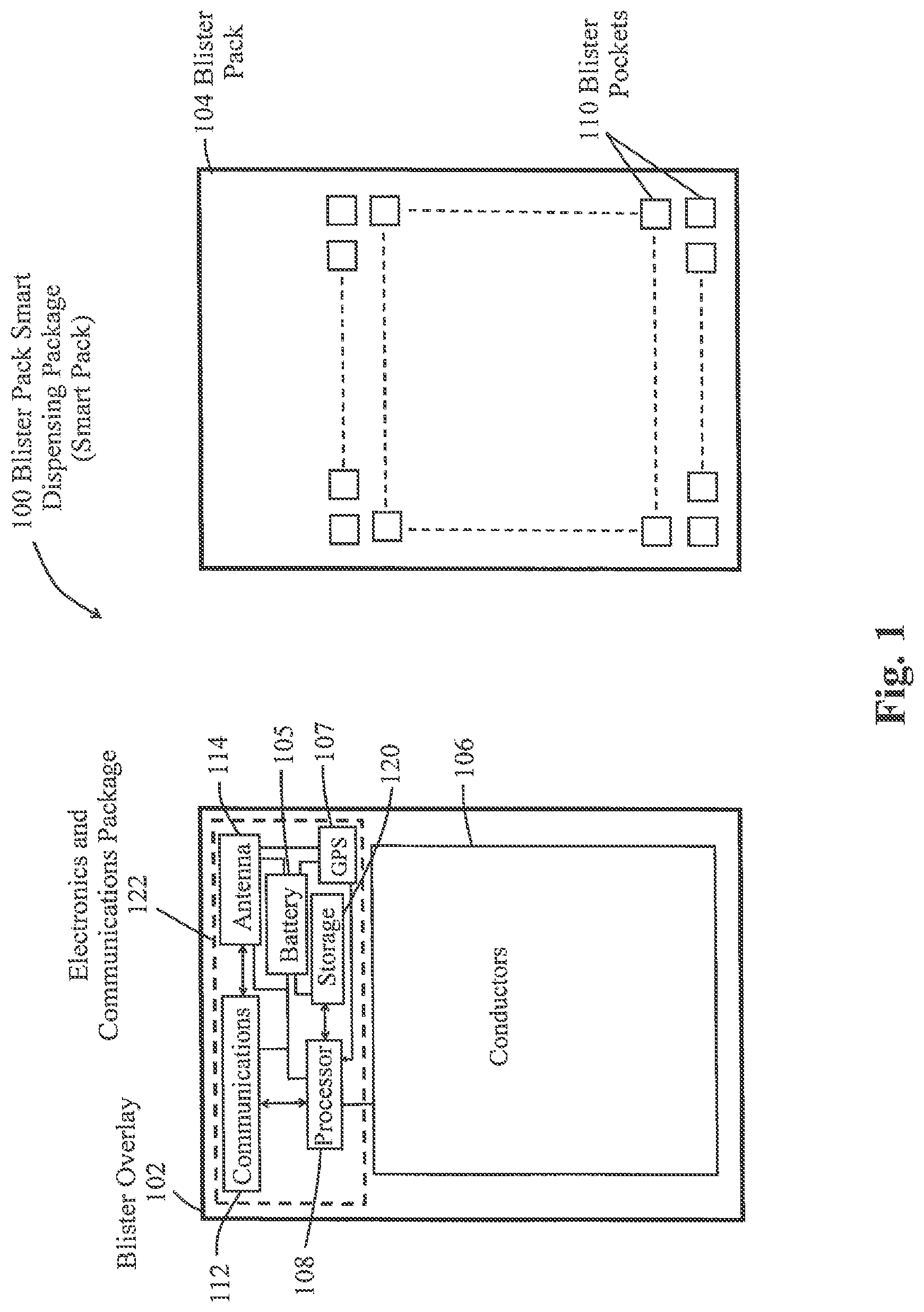 Patent US12310924 Figure 1 – Smart pack for medicines